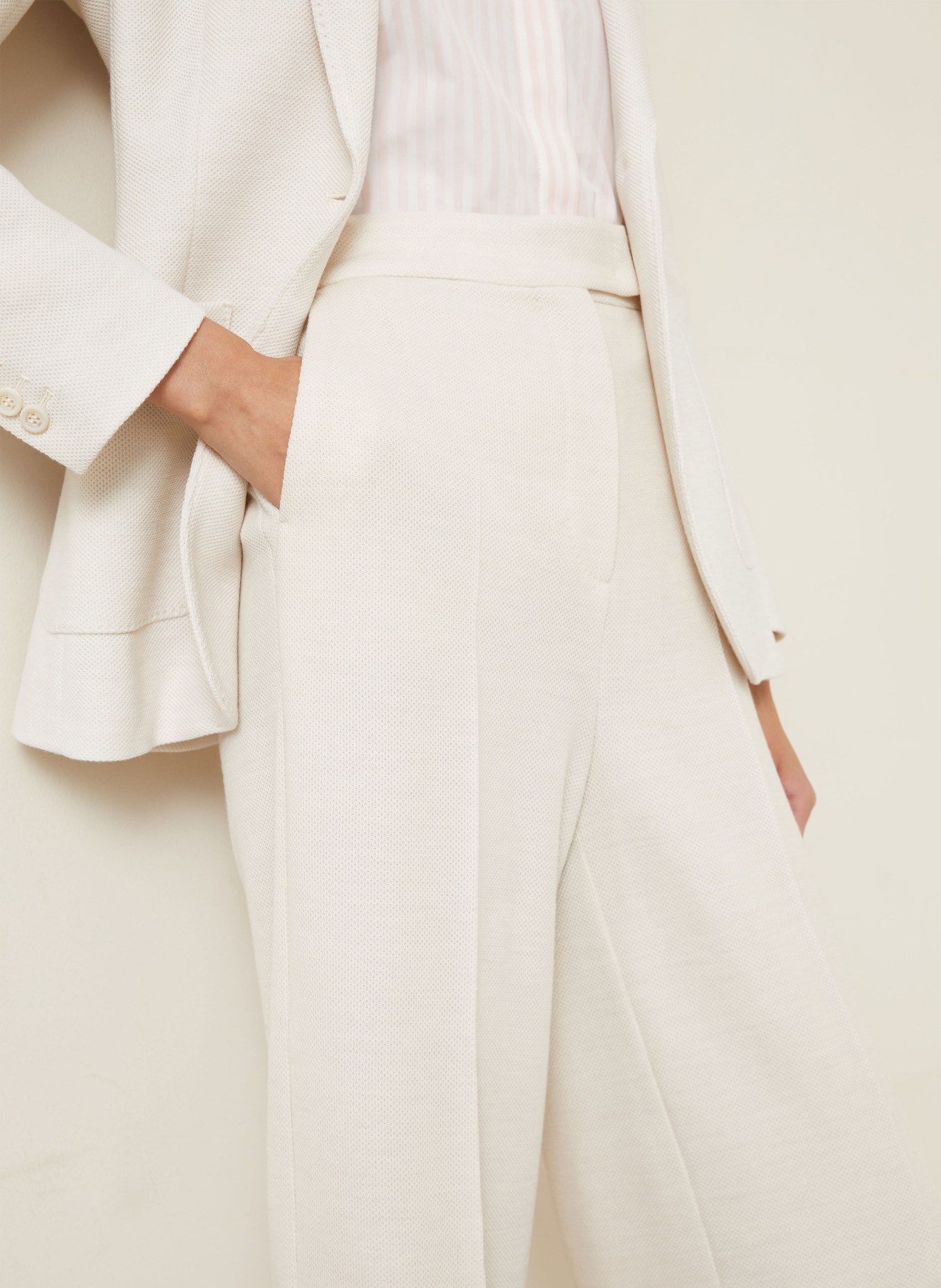 Max Mara ATTINIA jersey wide-leg pants: CREAM