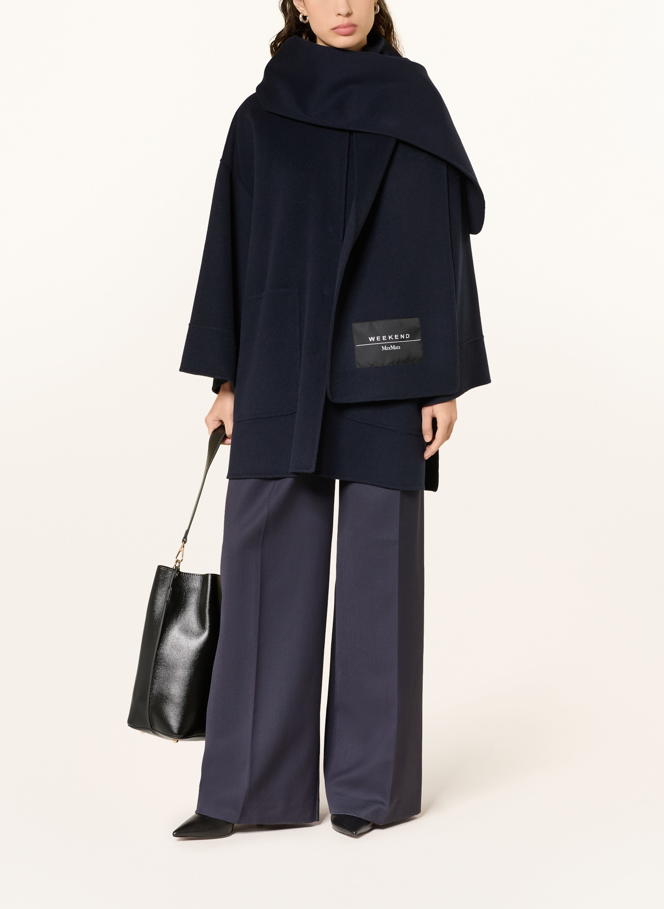WEEKEND Max Mara Wełniany płaszcz FULCRO z odpinanym szalikiem: GRANATOWY
