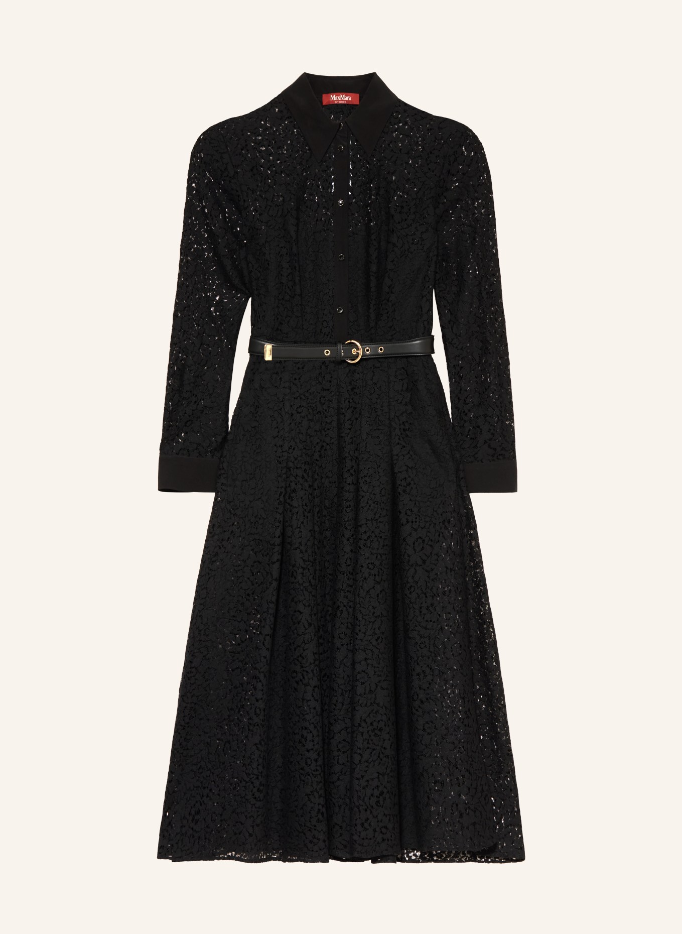 Max Mara STUDIO RICORDO lace shirt dress: BLACK