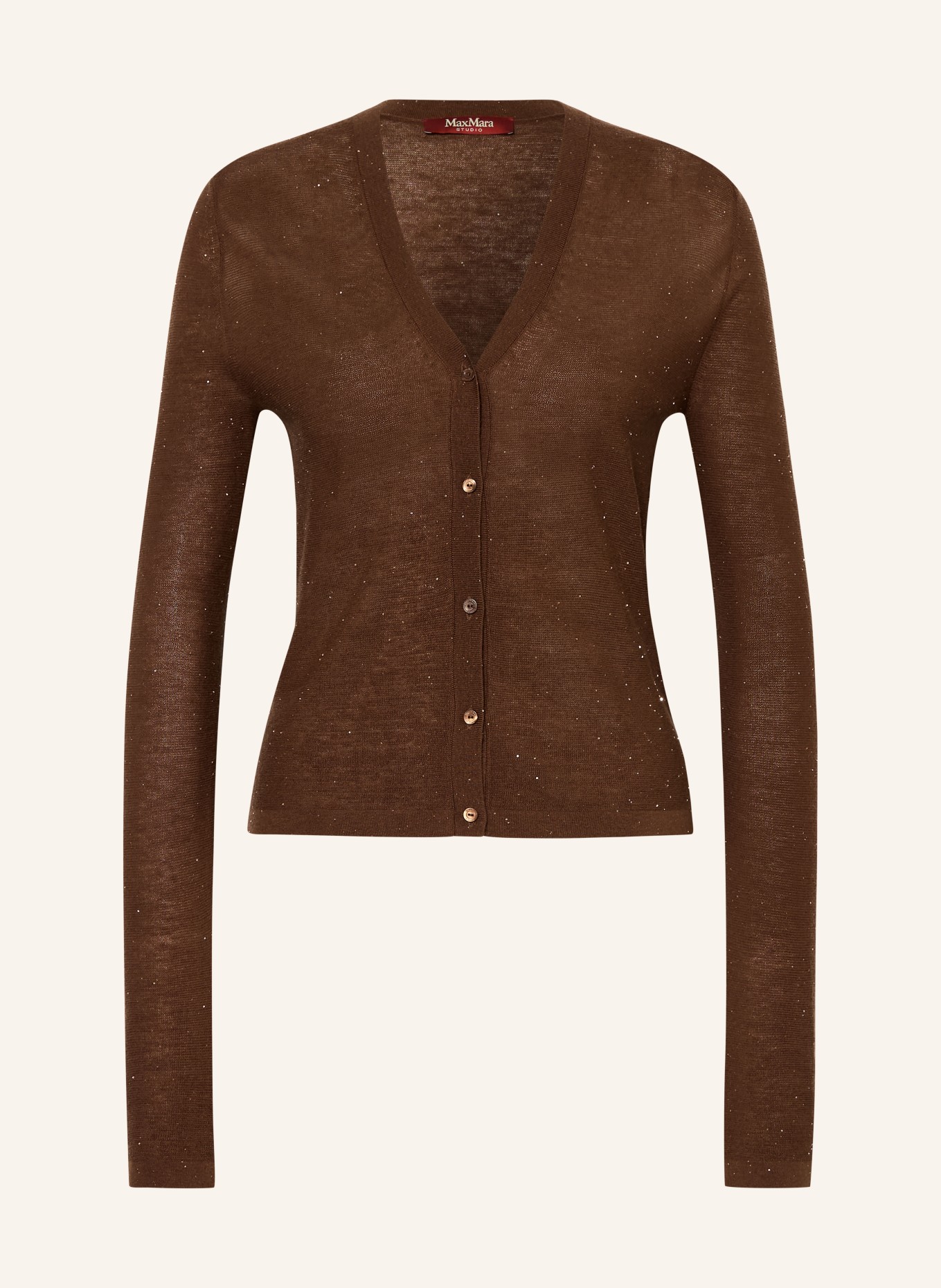 Max Mara STUDIO Strickjacke FEBO mit Seide und Pailletten: BRAUN