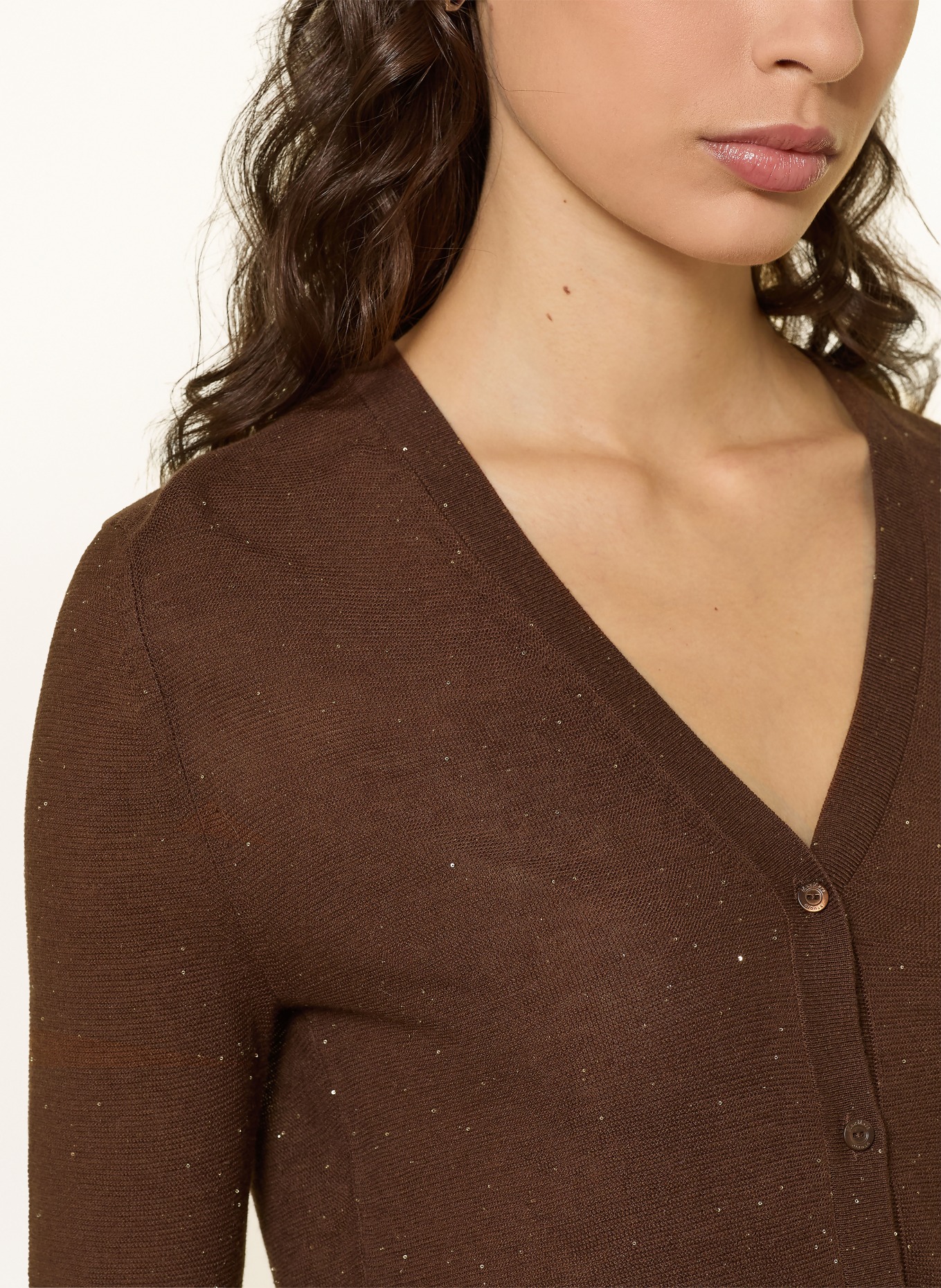 Max Mara STUDIO Strickjacke FEBO mit Seide und Pailletten: BRAUN