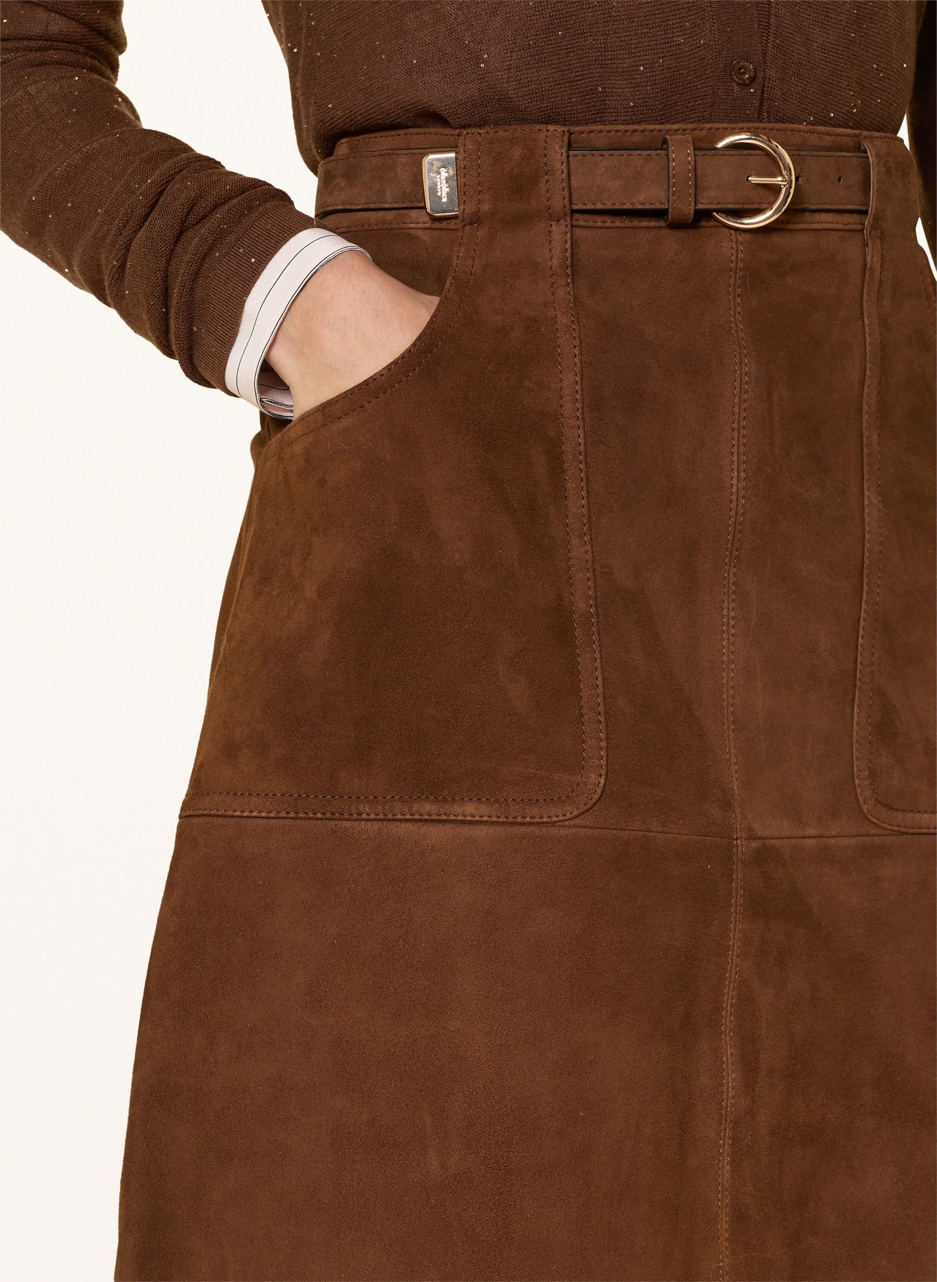 Max Mara STUDIO Kožená sukně TENNIS: HNĚDÁ