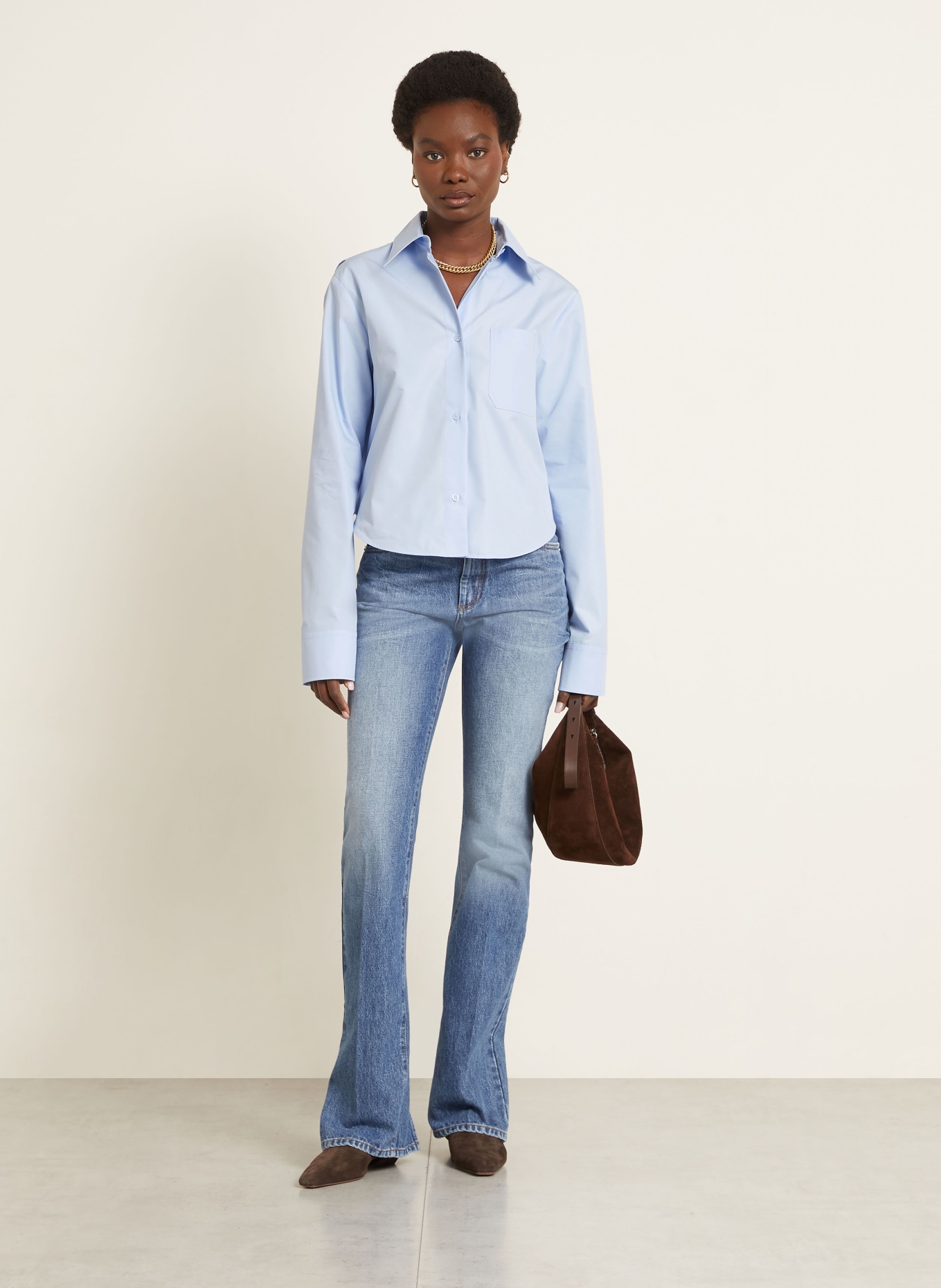 SPORTMAX Hemdbluse CEPPO mit Plissees: HELLBLAU