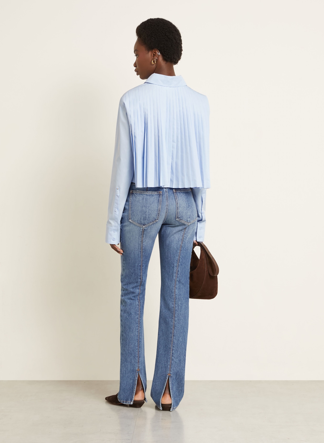 SPORTMAX Hemdbluse CEPPO mit Plissees: HELLBLAU