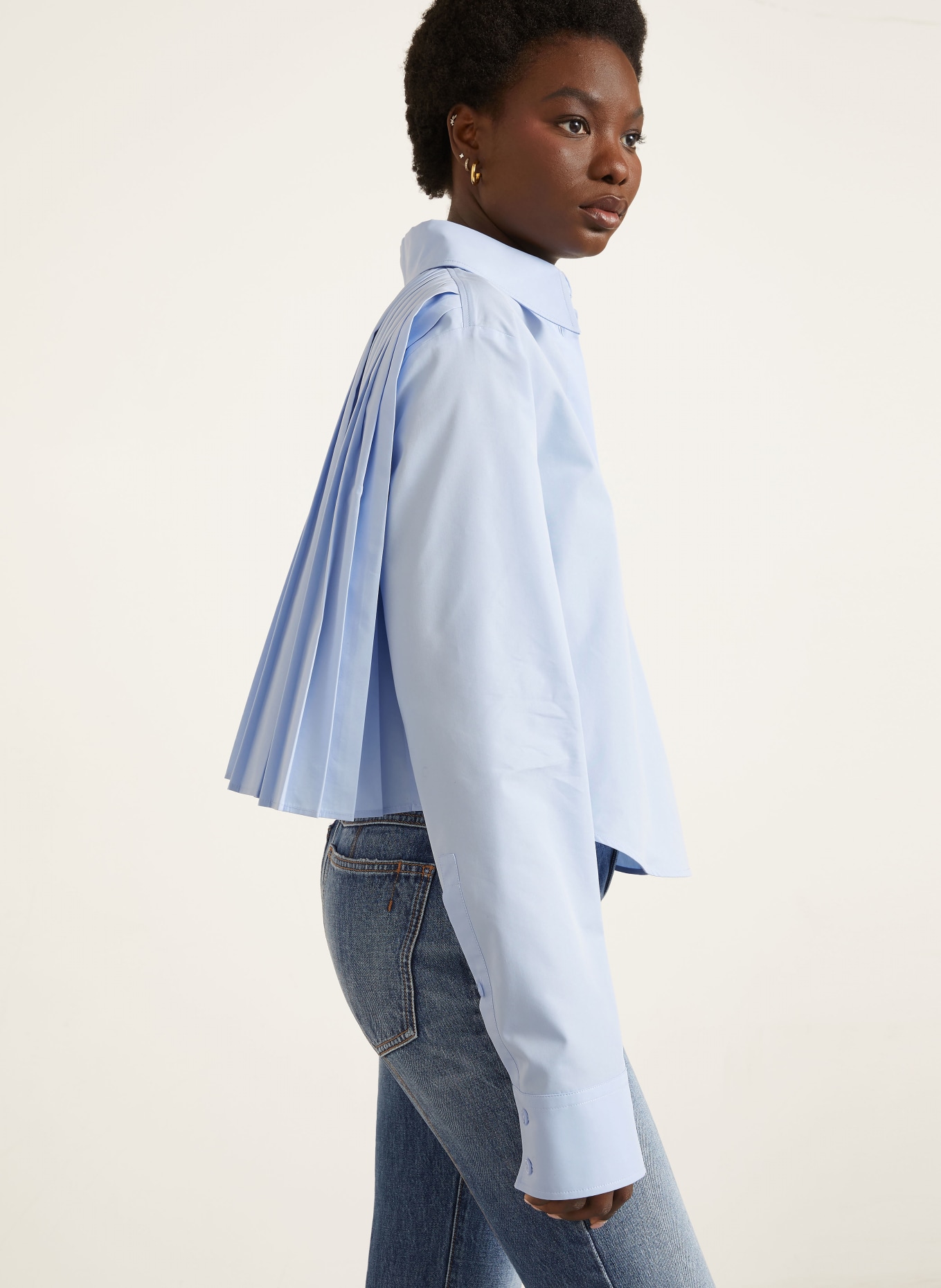 SPORTMAX Hemdbluse CEPPO mit Plissees: HELLBLAU