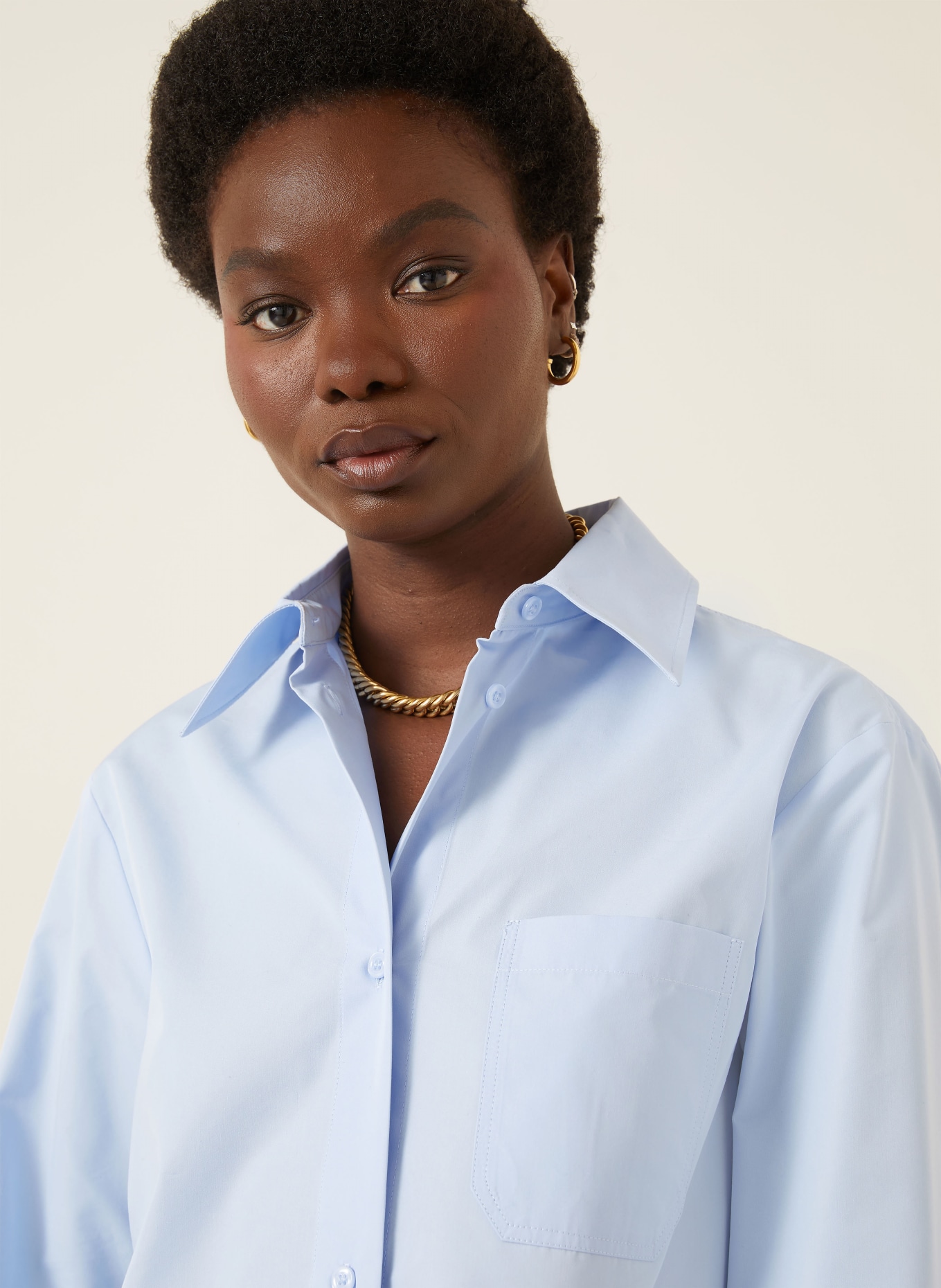 SPORTMAX Hemdbluse CEPPO mit Plissees: HELLBLAU