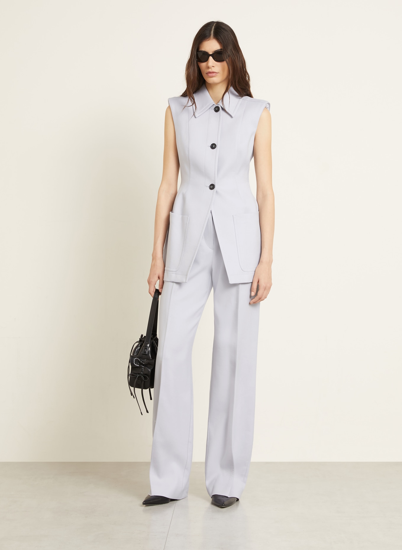 SPORTMAX SALITA wide-leg pants: BLUE GRAY