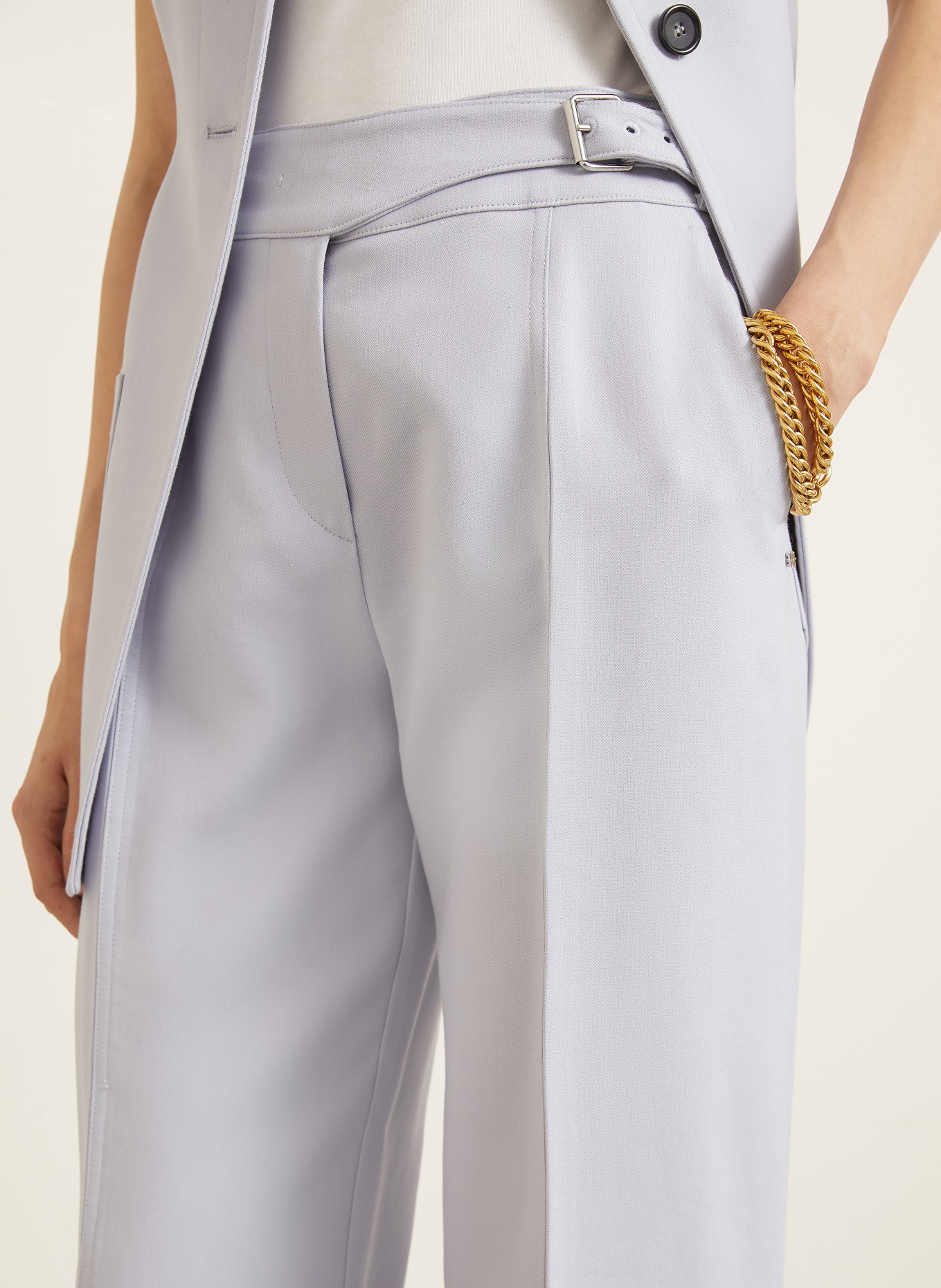 SPORTMAX SALITA wide-leg pants: BLUE GRAY
