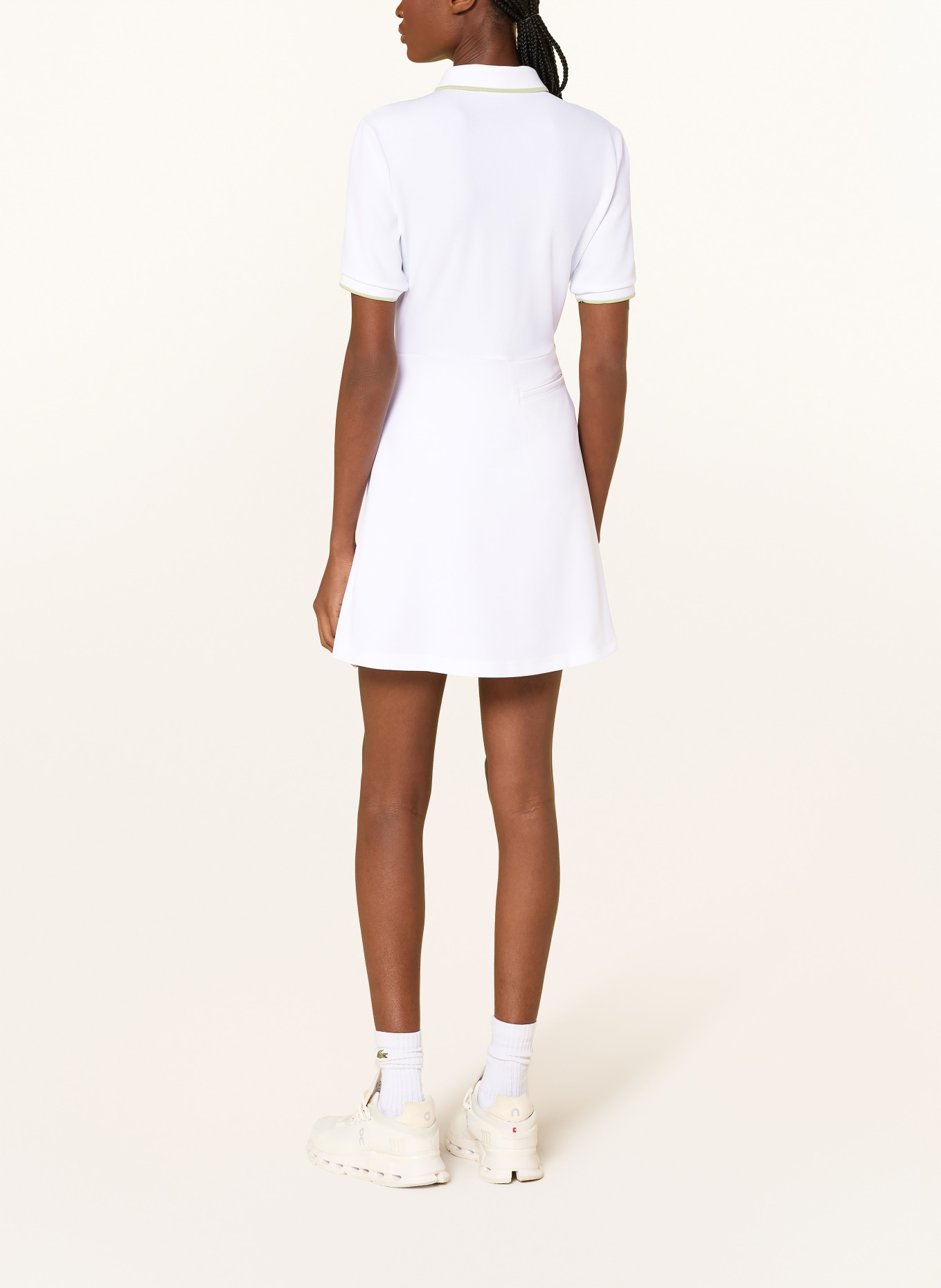 LACOSTE Piqué-Polokleid: WEISS