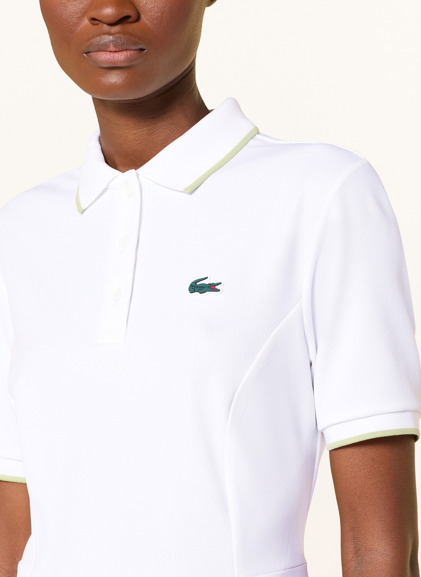 LACOSTE Piqué-Polokleid: WEISS