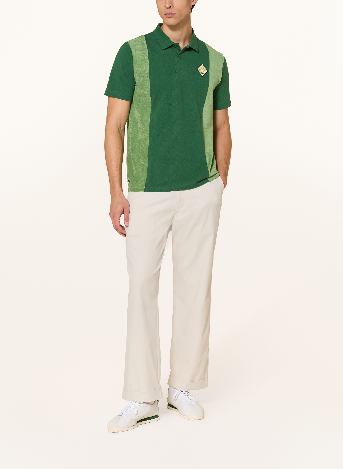 LACOSTE Poloshirt Relaxed Fit im Materialmix: GRÜN / HELLGRÜN
