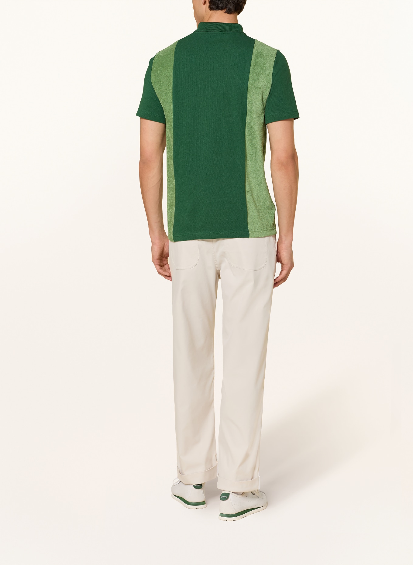 LACOSTE Poloshirt Relaxed Fit im Materialmix: GRÜN / HELLGRÜN