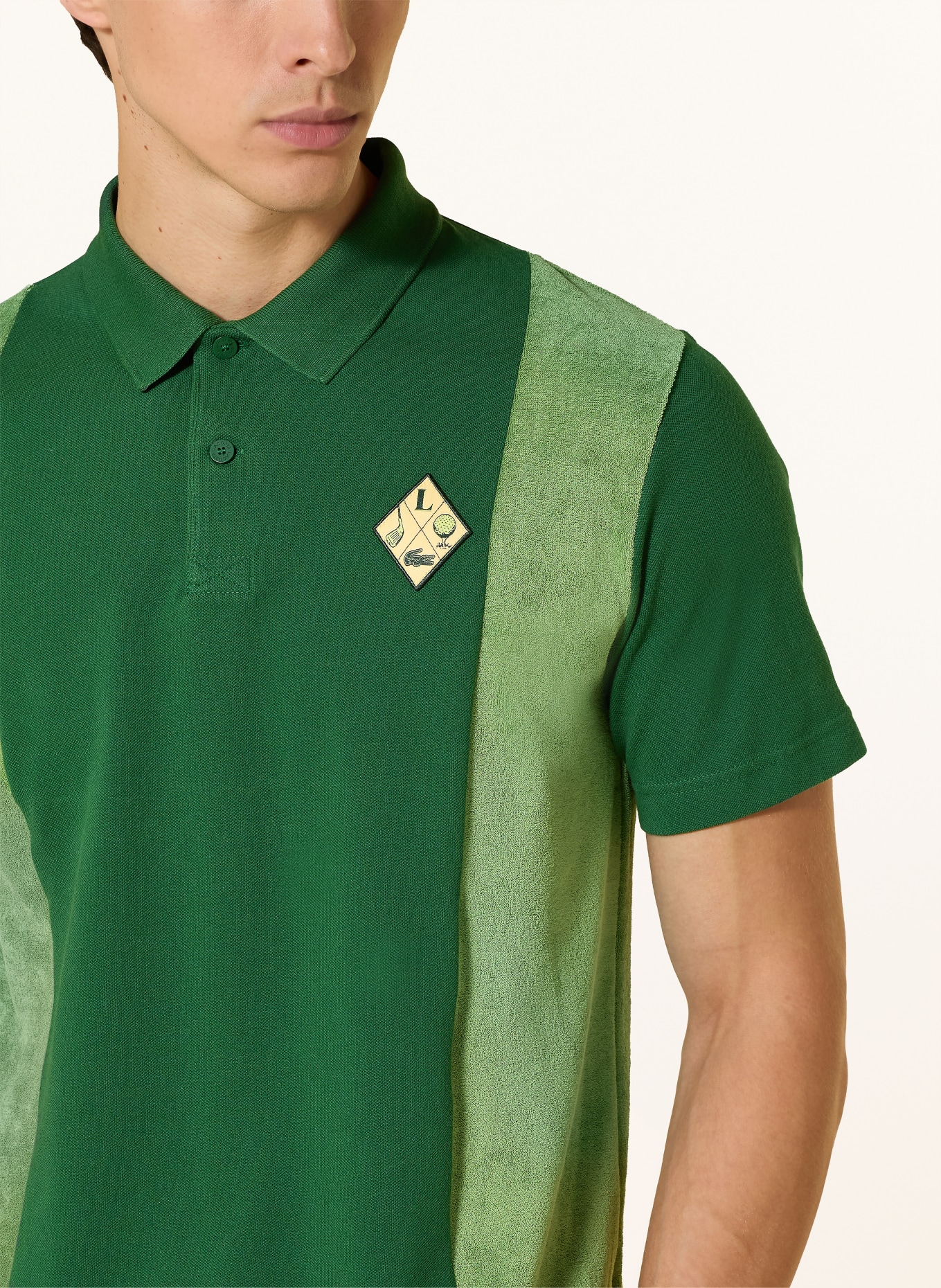 LACOSTE Poloshirt Relaxed Fit im Materialmix: GRÜN / HELLGRÜN