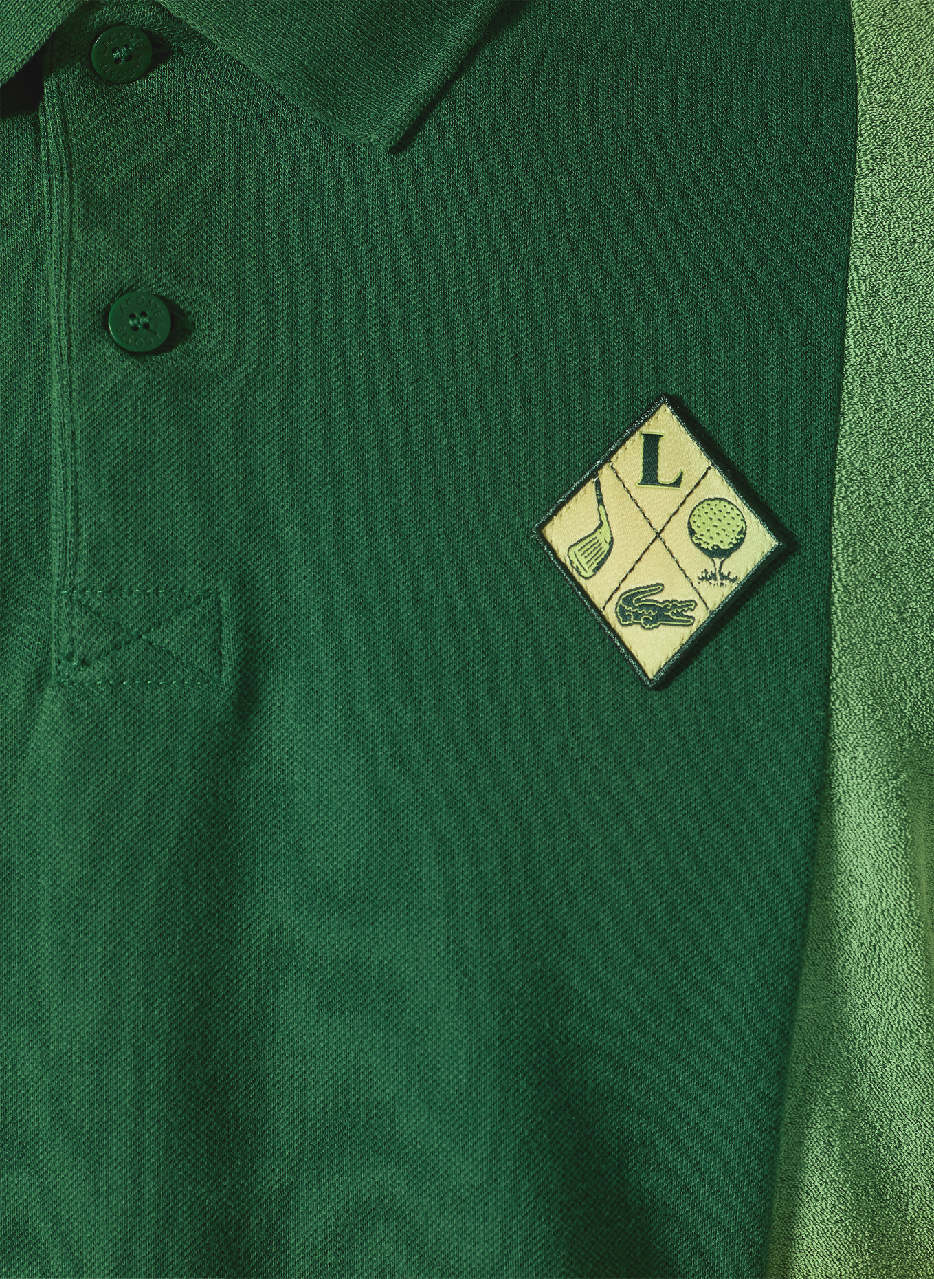LACOSTE Poloshirt Relaxed Fit im Materialmix: GRÜN / HELLGRÜN