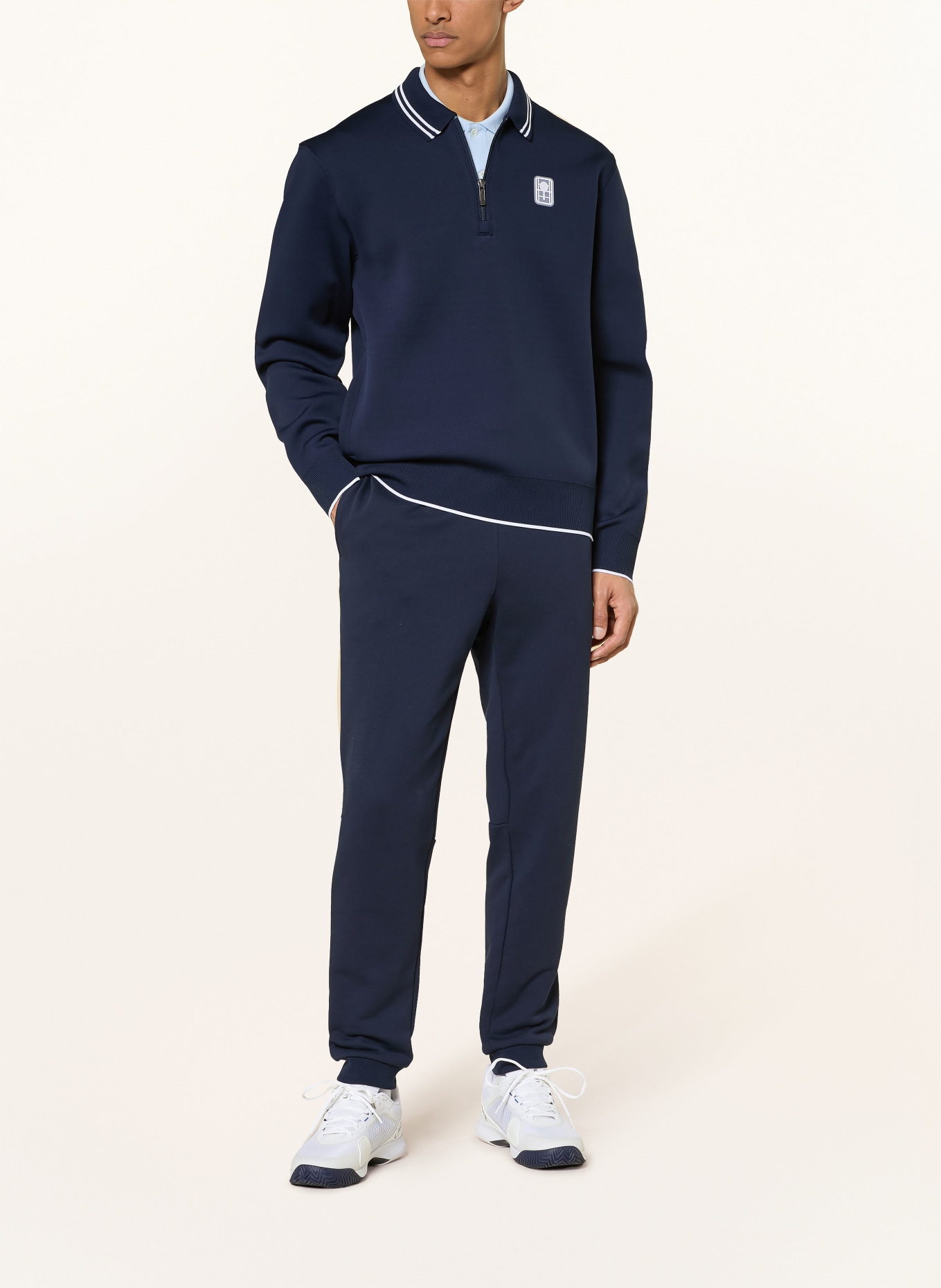 LACOSTE Sweat-Poloshirt: DUNKELBLAU