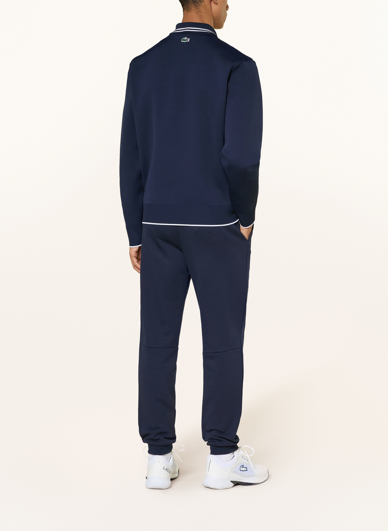 LACOSTE Sweat-Poloshirt: DUNKELBLAU