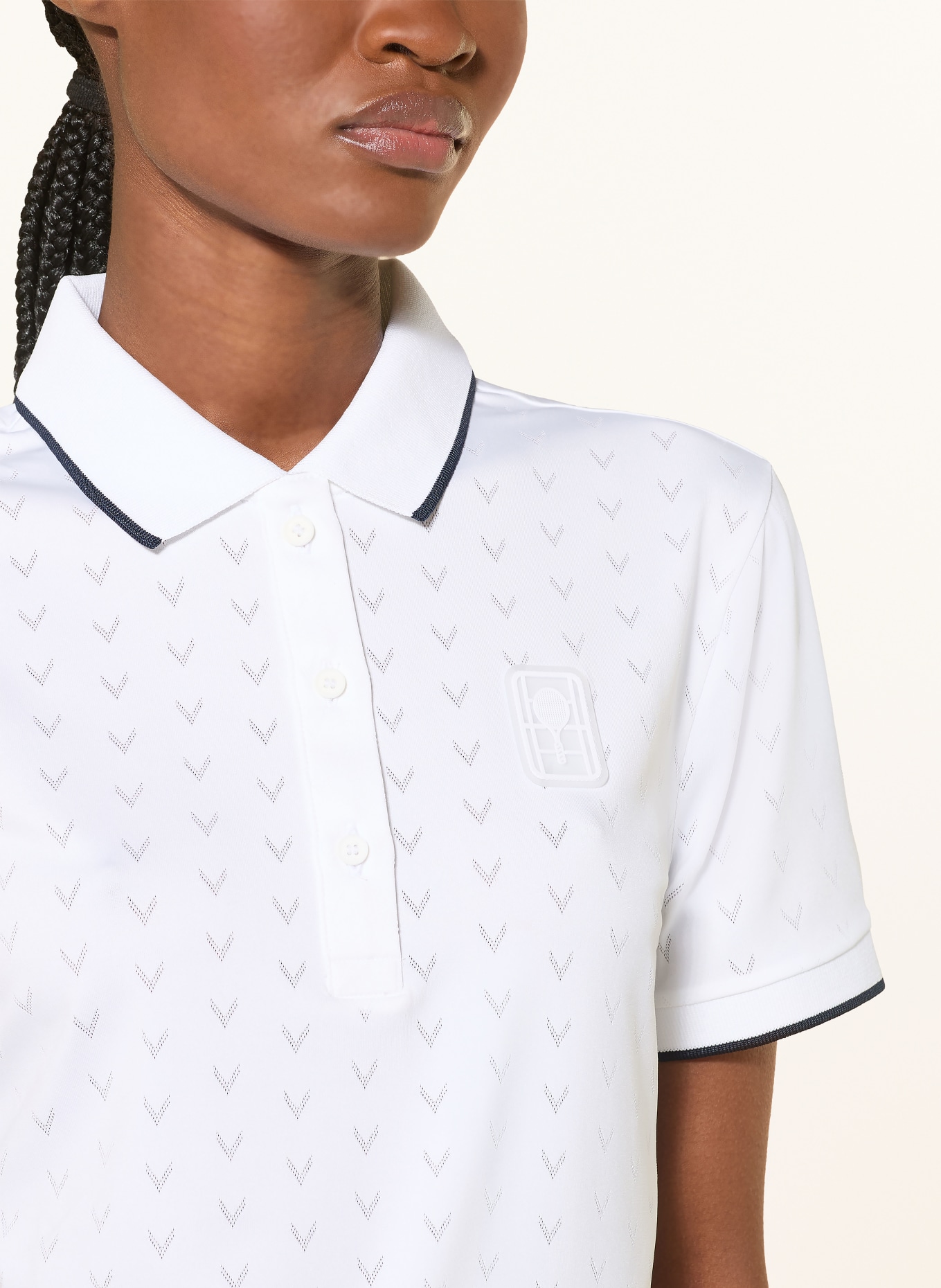 LACOSTE Funkční polokošile TENNIS HERITAGE: BÍLÁ / ČERNÁ