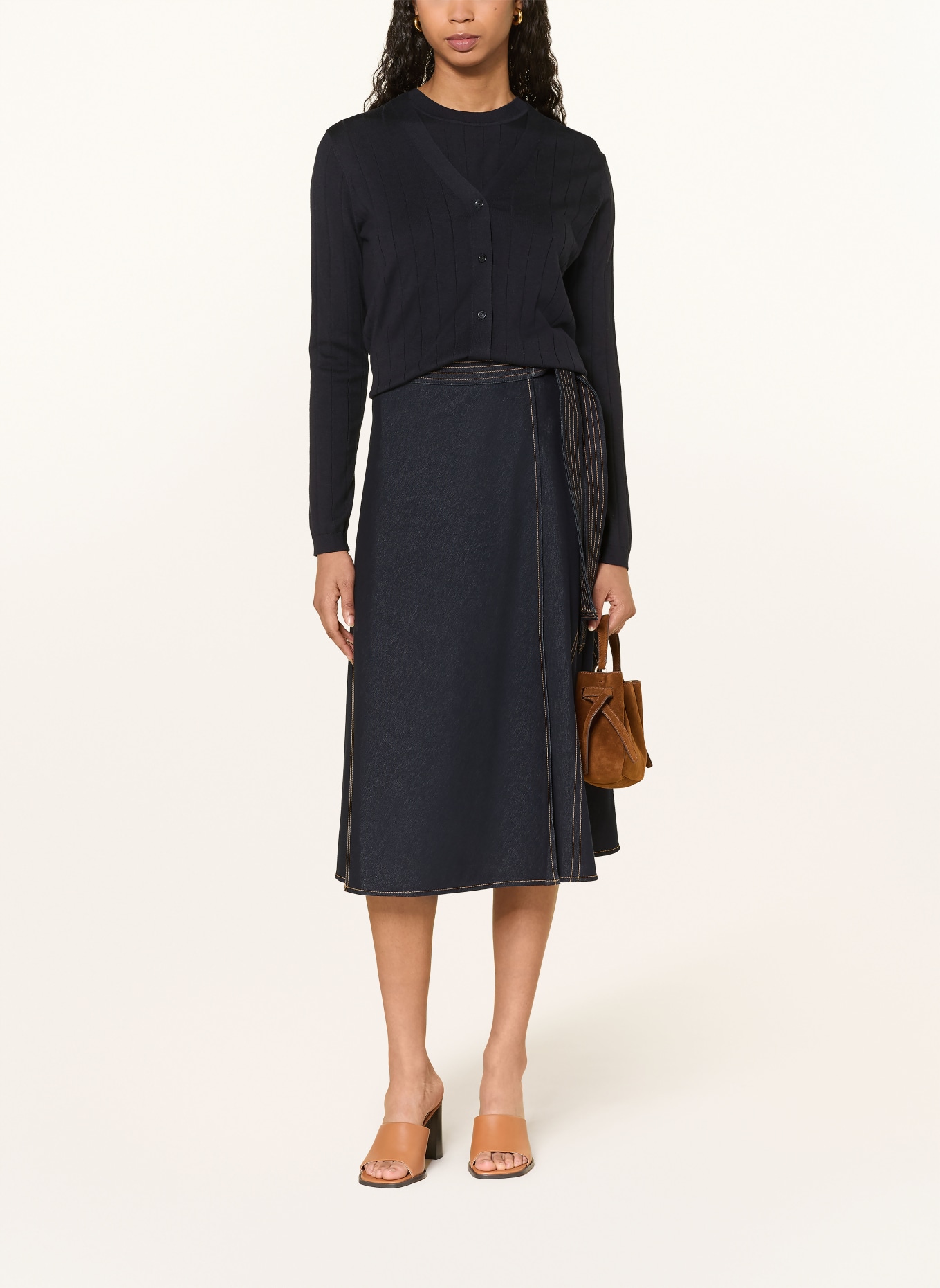 MM by Max Mara Svetr BRIOSE z hedvábí: TMAVĚ MODRÁ