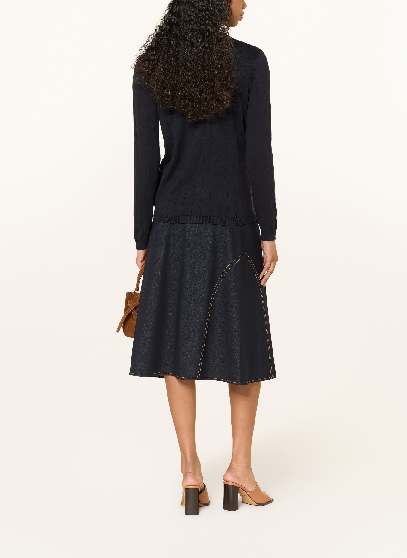 MM by Max Mara Svetr BRIOSE z hedvábí: TMAVĚ MODRÁ