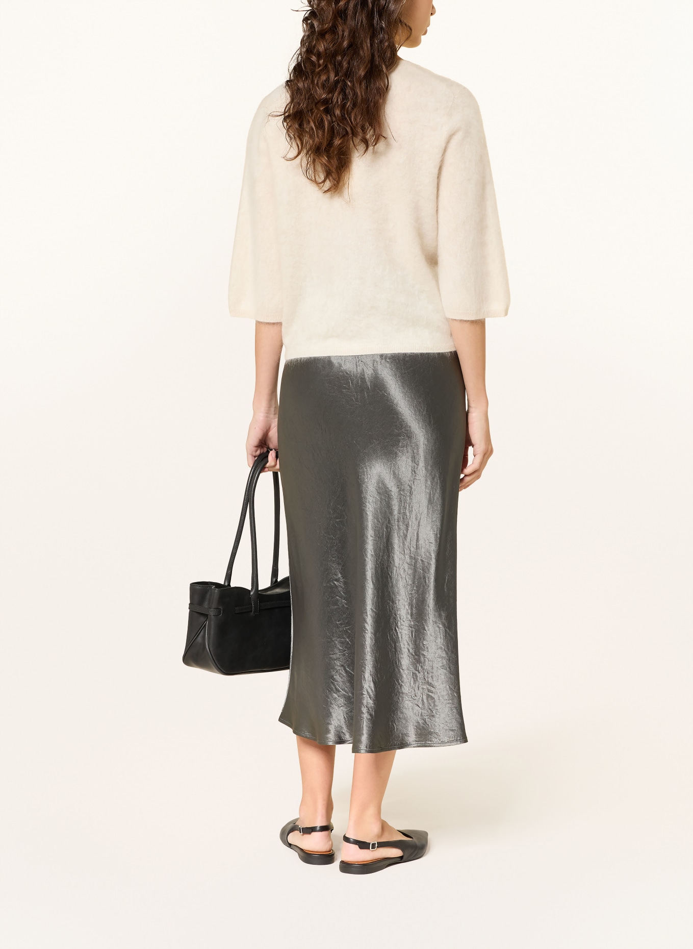 MM by Max Mara Saténová sukně ALESSIO: TMAVĚ ŠEDÁ