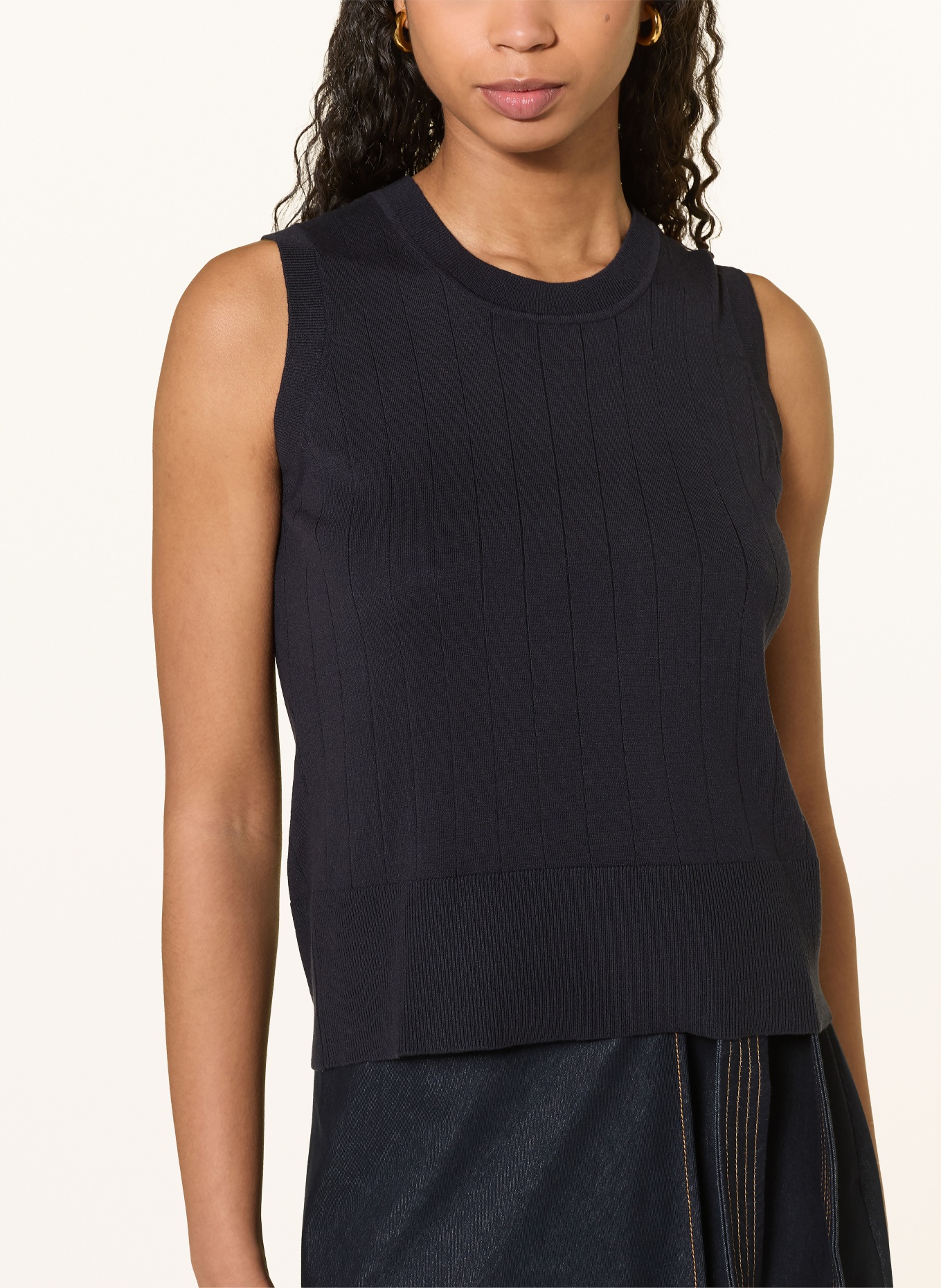 MM by Max Mara Stricktop RIVA aus Seide: DUNKELBLAU