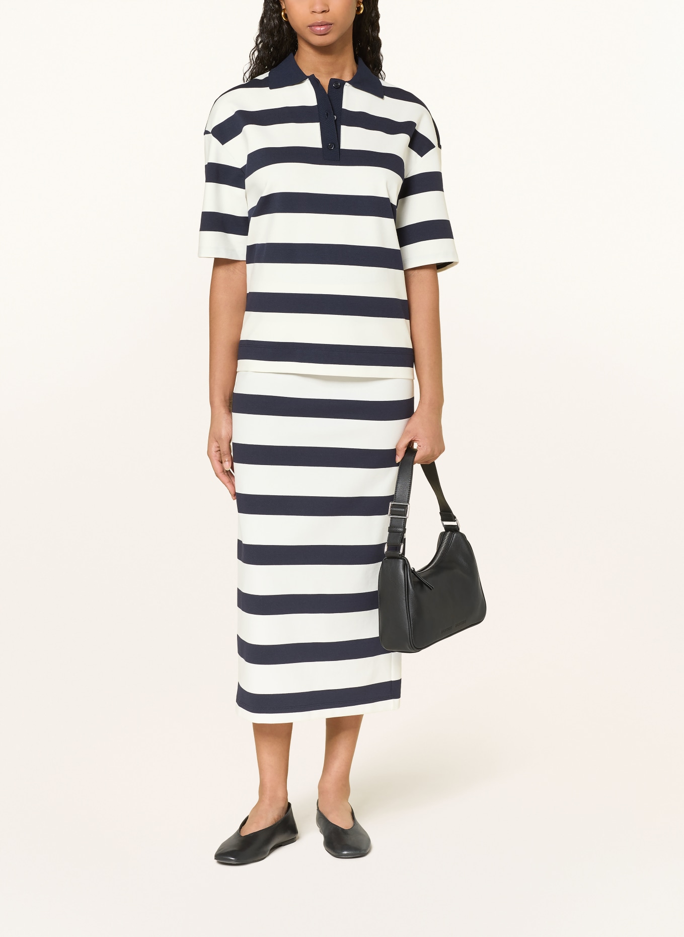 MM by Max Mara Jerseyová sukně MMLRIVIERA: BÍLÁ / TMAVĚ MODRÁ