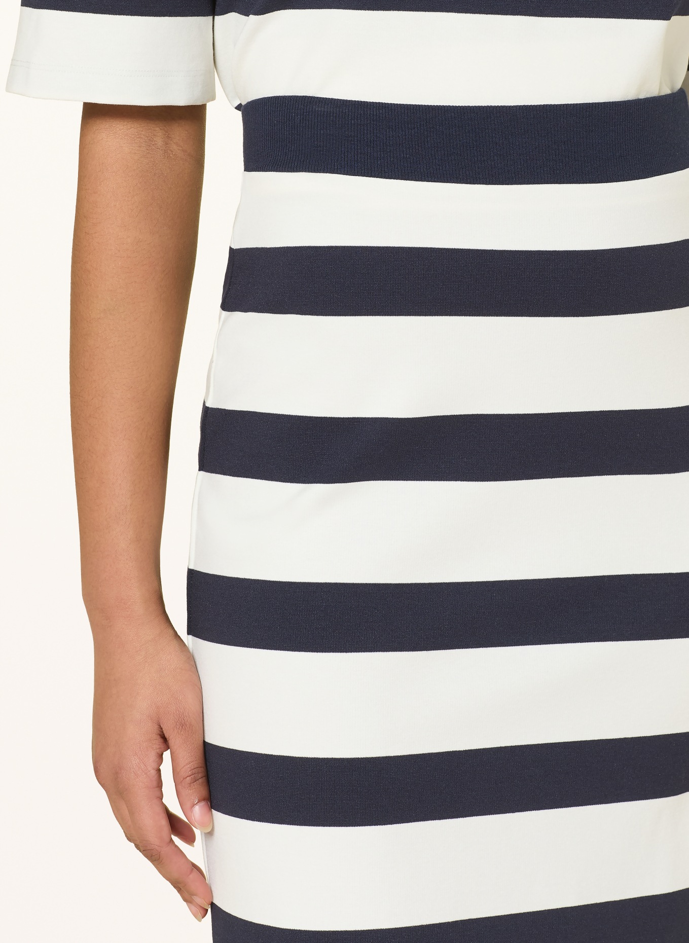 MM by Max Mara Jerseyová sukně MMLRIVIERA: BÍLÁ / TMAVĚ MODRÁ