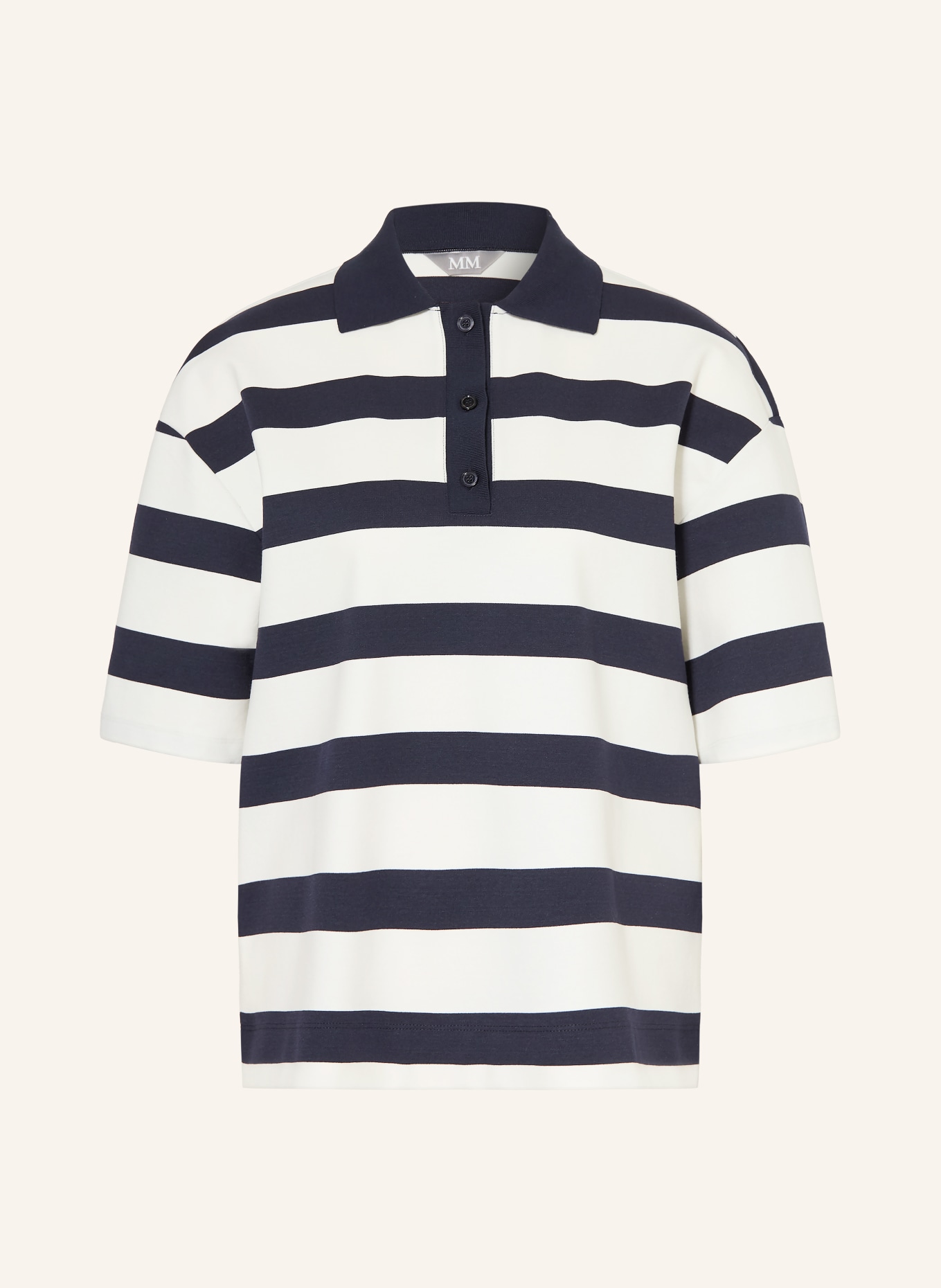 MM by Max Mara Jerseyové polo tričko LABETAIA: TMAVĚ MODRÁ / BÍLÁ