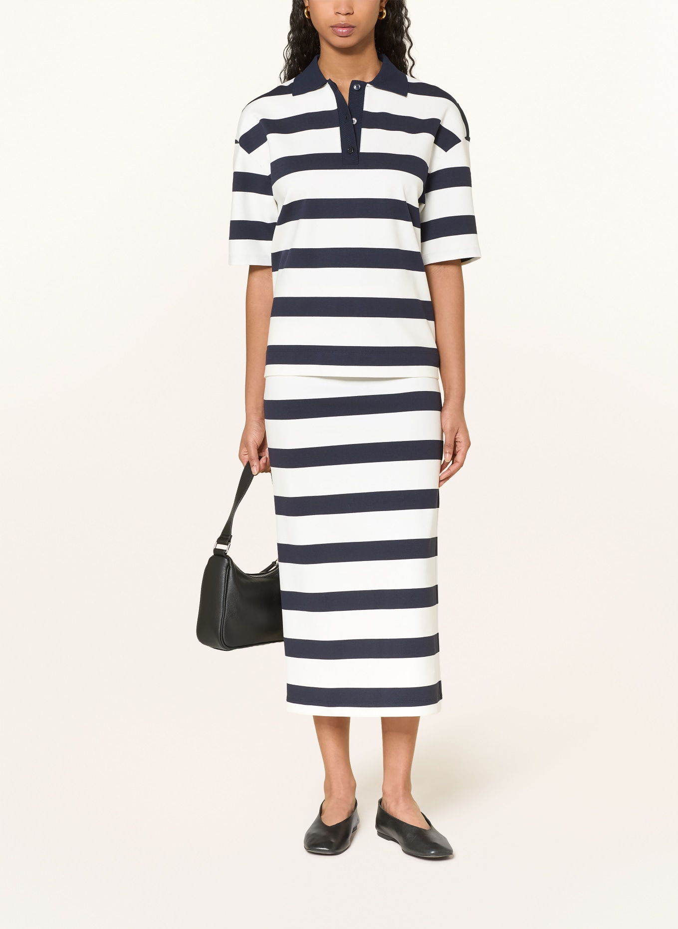 MM by Max Mara Jerseyové polo tričko LABETAIA: TMAVĚ MODRÁ / BÍLÁ