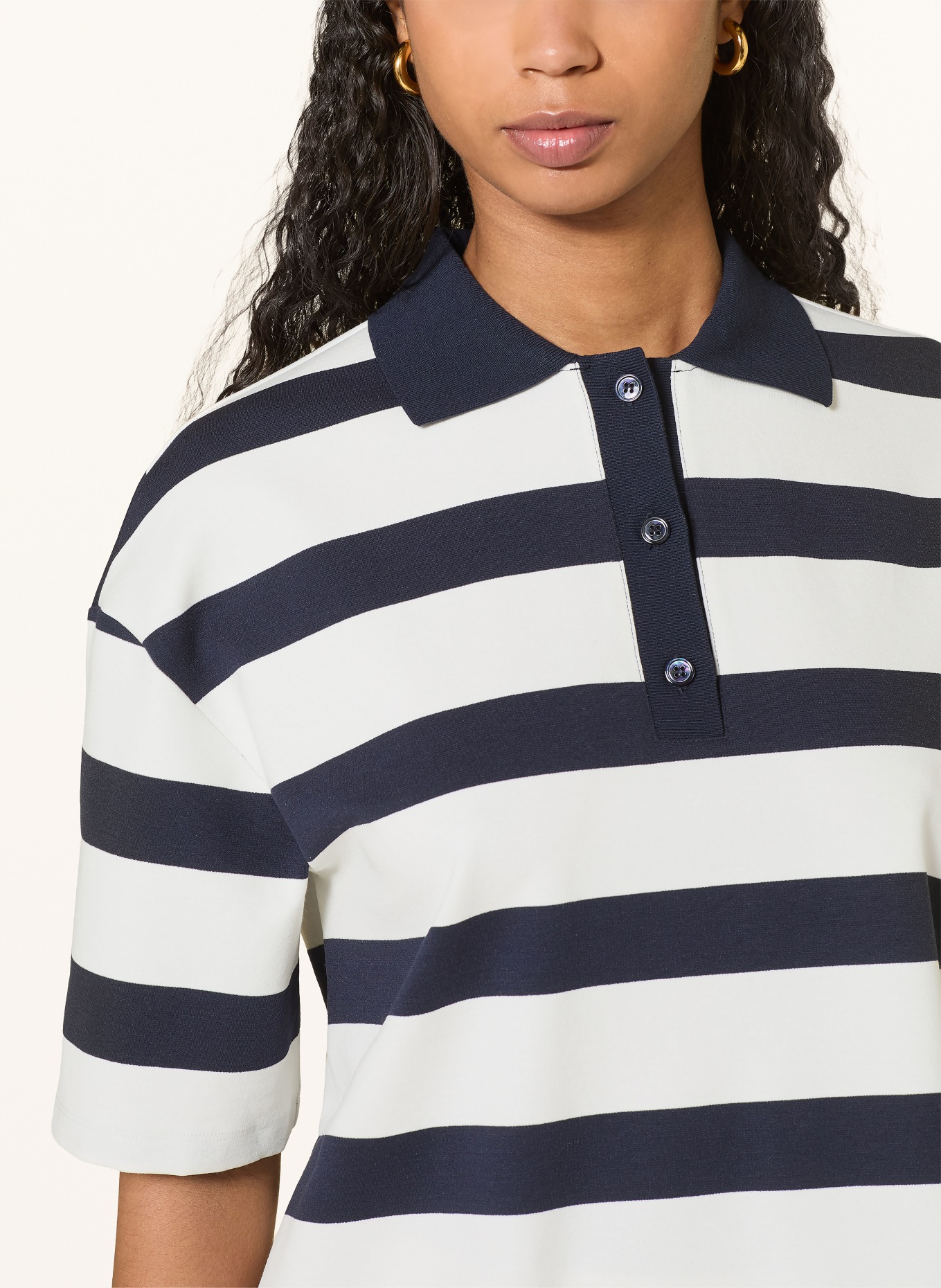 MM by Max Mara Jerseyové polo tričko LABETAIA: TMAVĚ MODRÁ / BÍLÁ