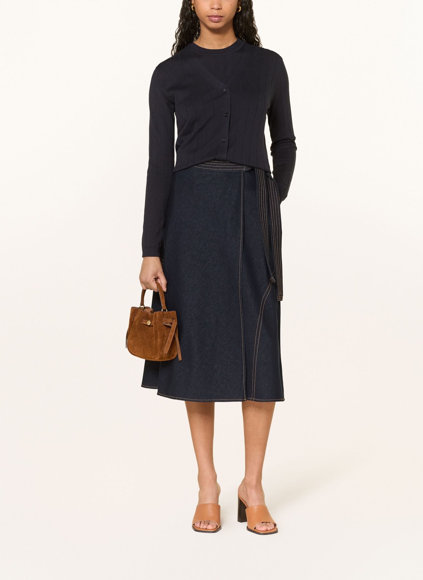 MM by Max Mara Džínová sukně RANE s překříženým střihem: TMAVĚ MODRÁ