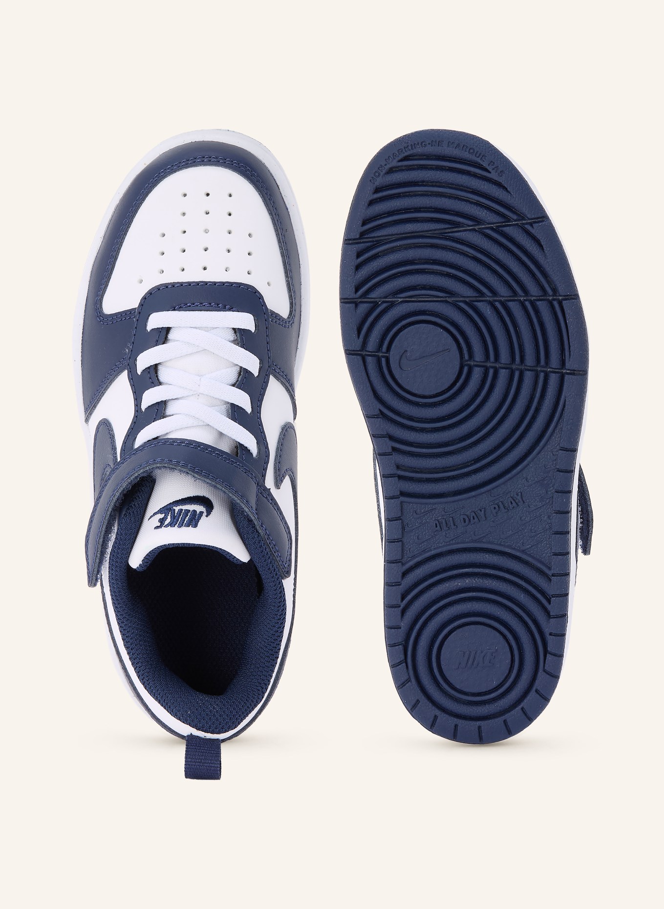 Nike Sneaker COURT BOROUGH LOW: WEISS / DUNKELBLAU