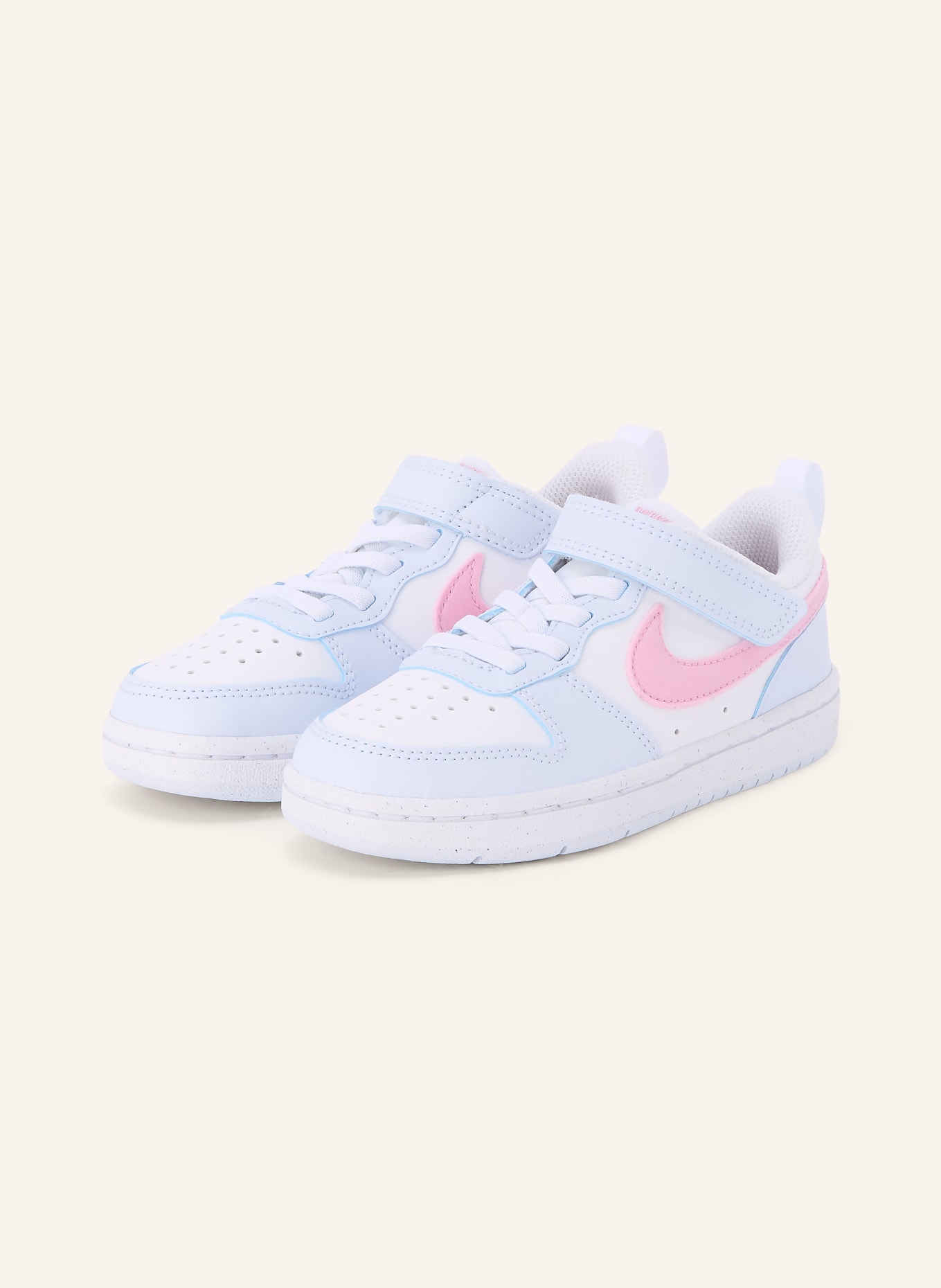 Nike Tenisky COURT BOROUGH LOW ESS+: BÍLÁ / RŮŽOVÁ / SVĚTLE ŠEDÁ