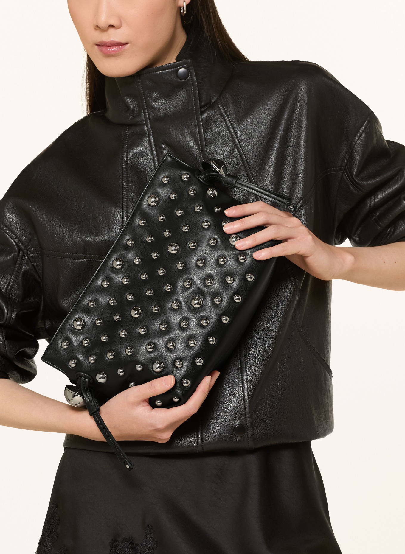 LIU JO RICCY SMALL shoulder bag with studs: BLACK