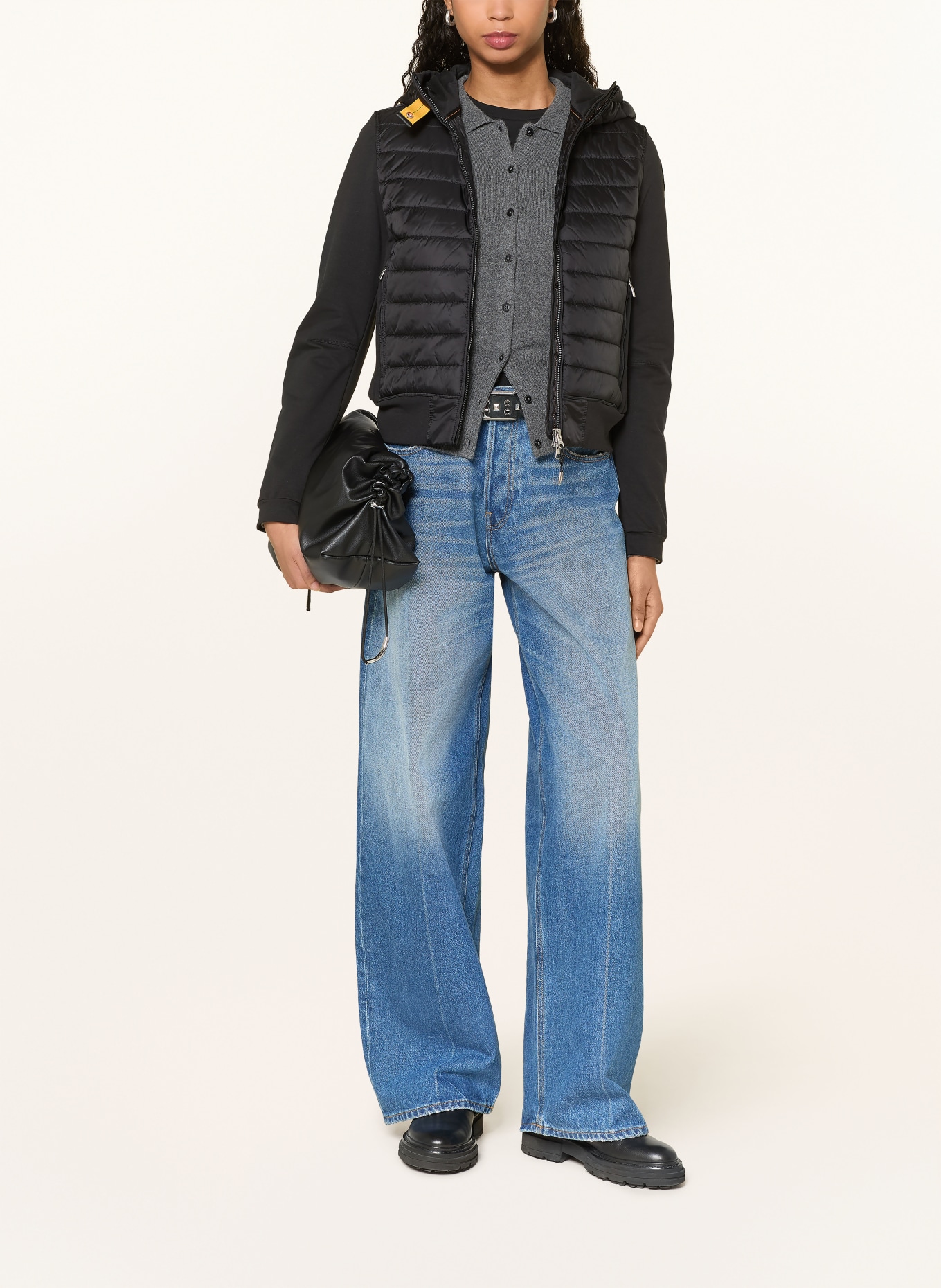 PARAJUMPERS Prošívaná bunda CAELIE z kombinace materiálů: ČERNÁ