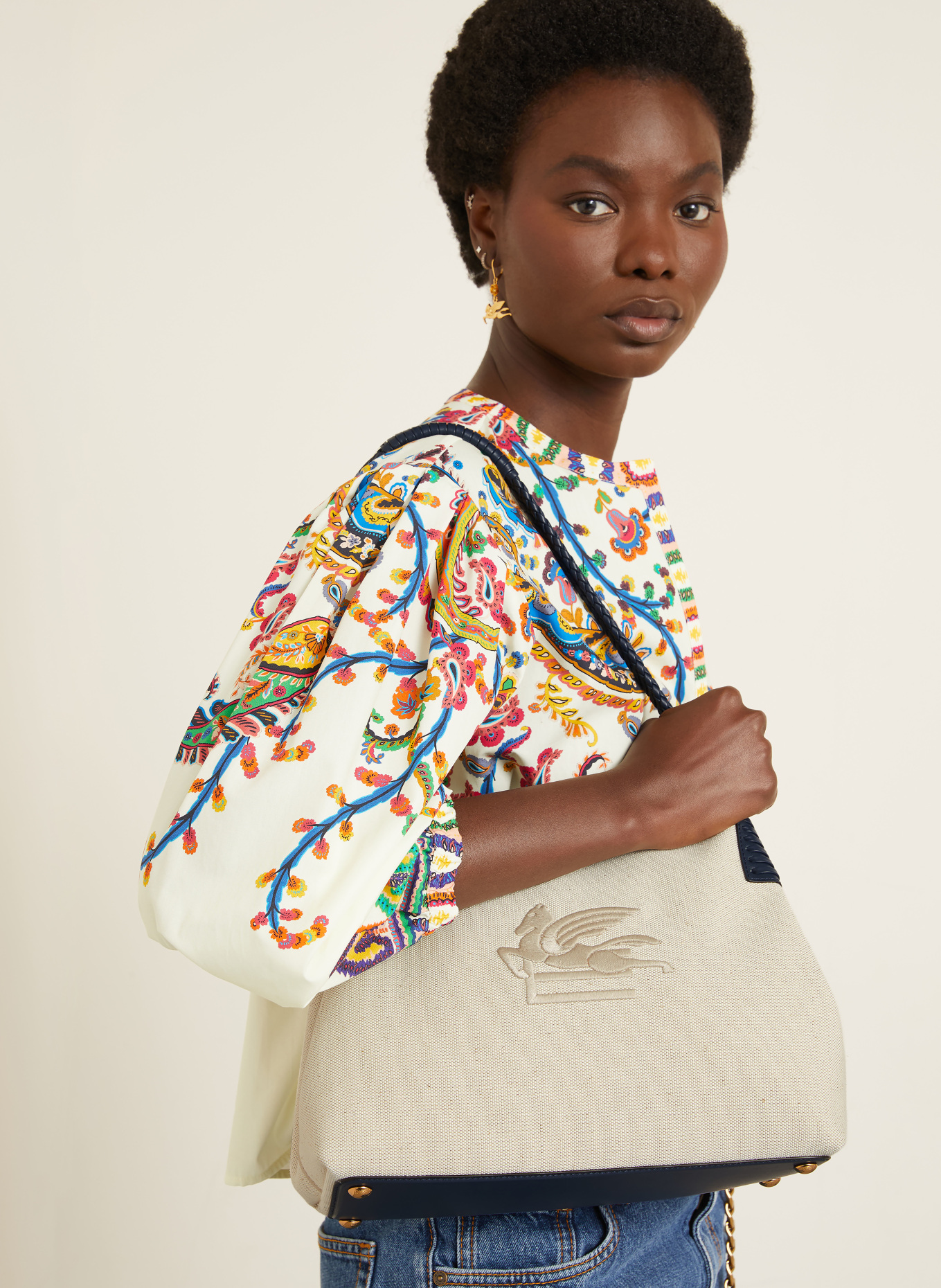 ETRO LIBRA shopper: BEIGE / GOLD / BLACK