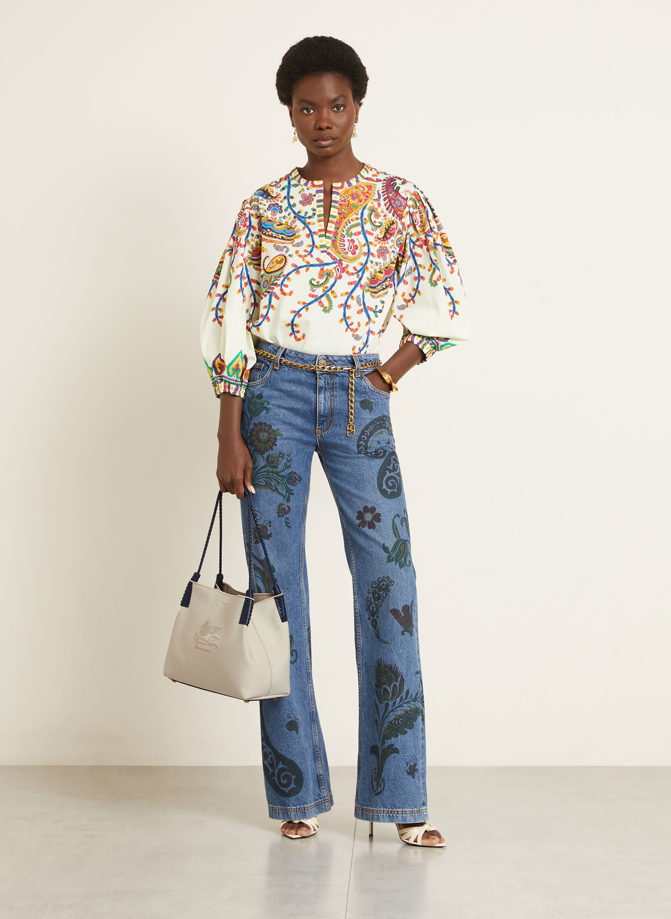 ETRO LIBRA shopper: BEIGE / GOLD / BLACK