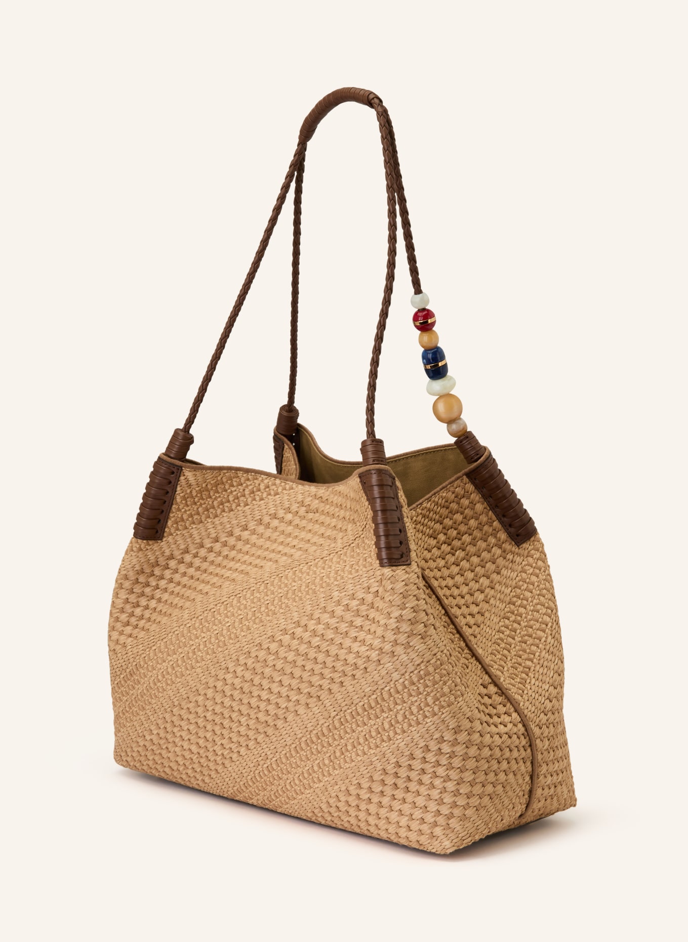 ETRO Sac cabas LIBRA avec perles décoratives: MARRON CLAIR / OR / MARRON