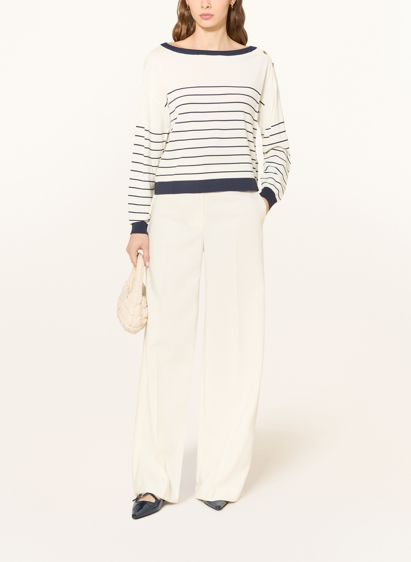 LIU JO Svetr s ozdobnými kameny: TMAVĚ MODRÁ / REŽNÁ