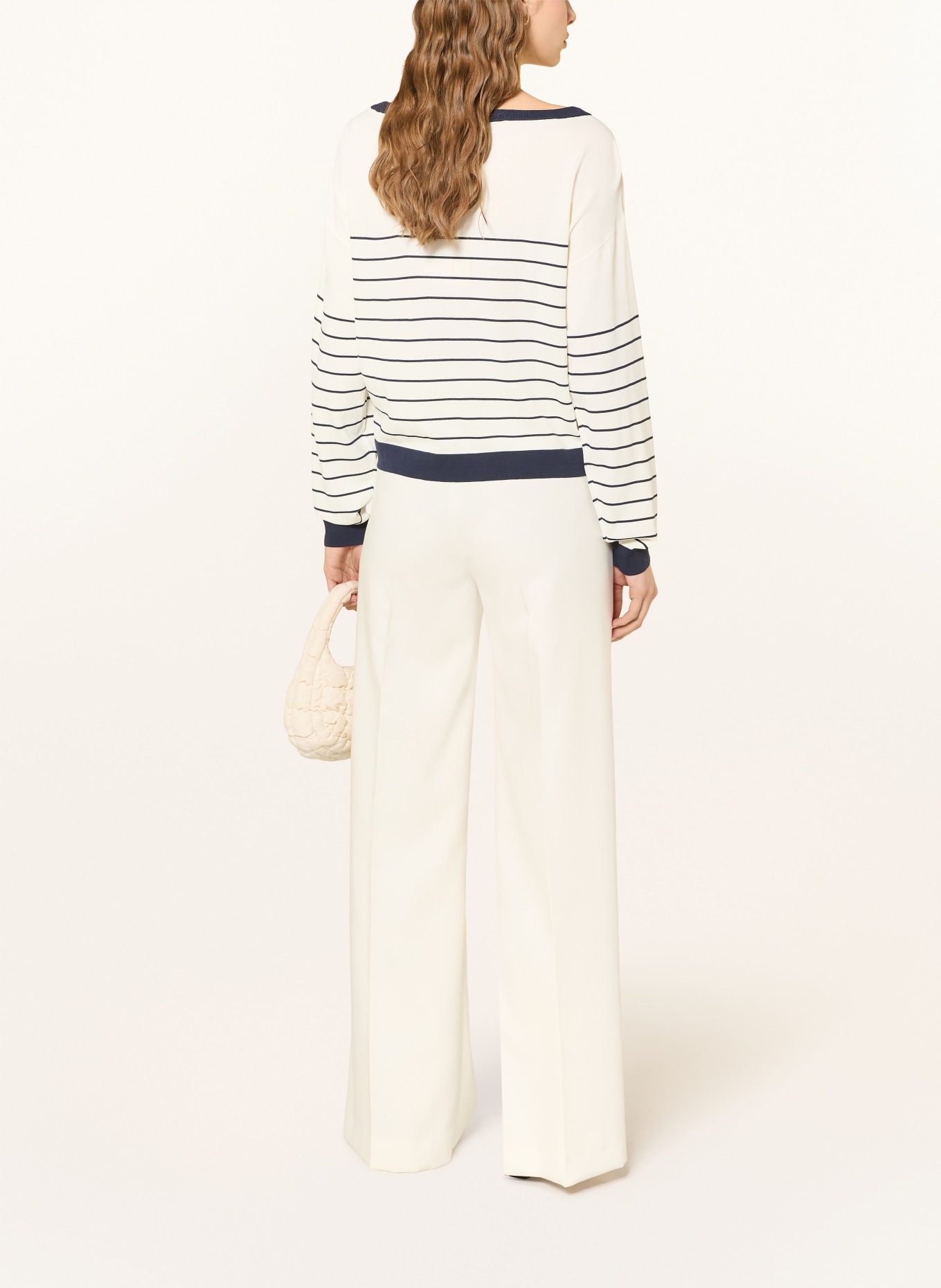 LIU JO Svetr s ozdobnými kameny: TMAVĚ MODRÁ / REŽNÁ