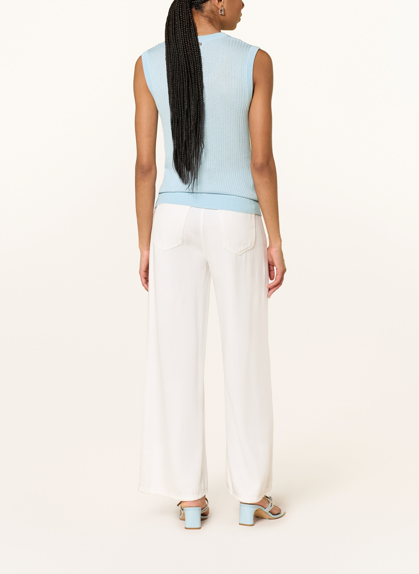 LIU JO Pletený top s třpytivou přízí: TMAVĚ MODRÁ