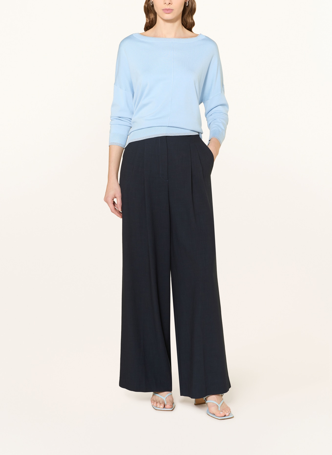 LIU JO Svetr s třpytivou přízí: TMAVĚ MODRÁ