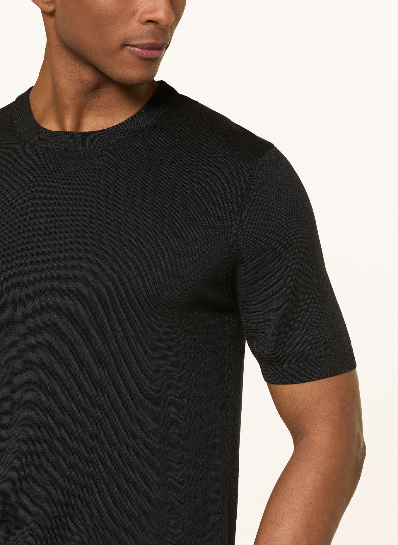 ROY ROBSON gebreid shirt: ZWART