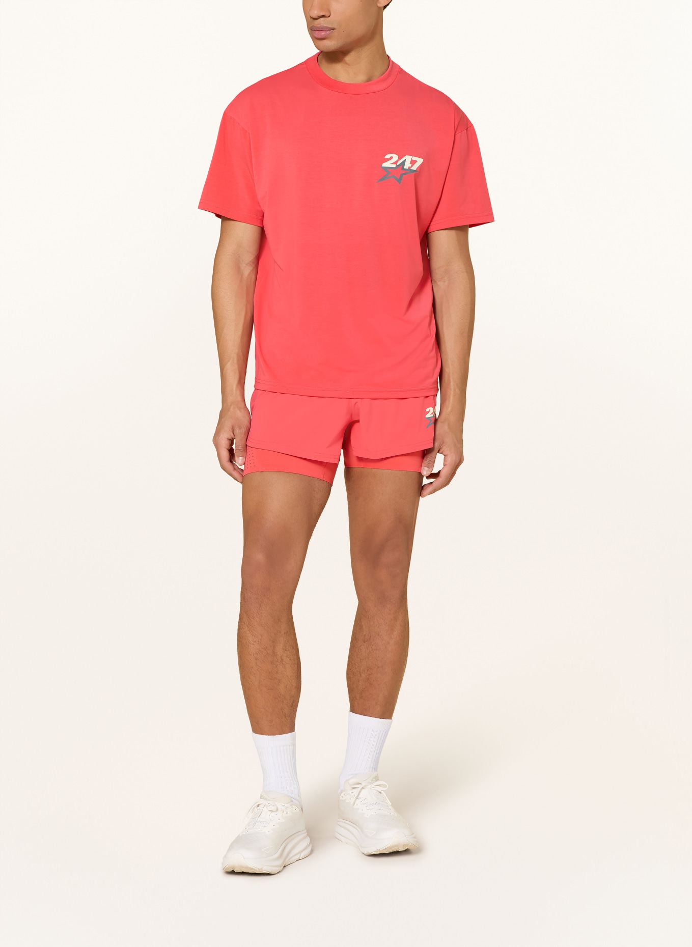 247 REPRESENT Oversized-Shirt TEAM 247: ROT / CREME / DUNKELGRAU