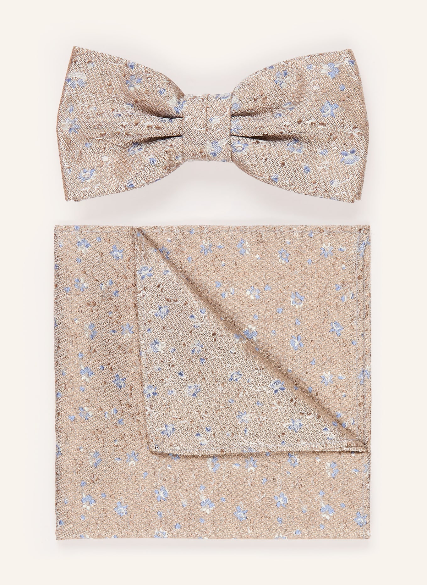 ROY ROBSON Set: Bow tie and pocket square: BEIGE / LIGHT BLUE