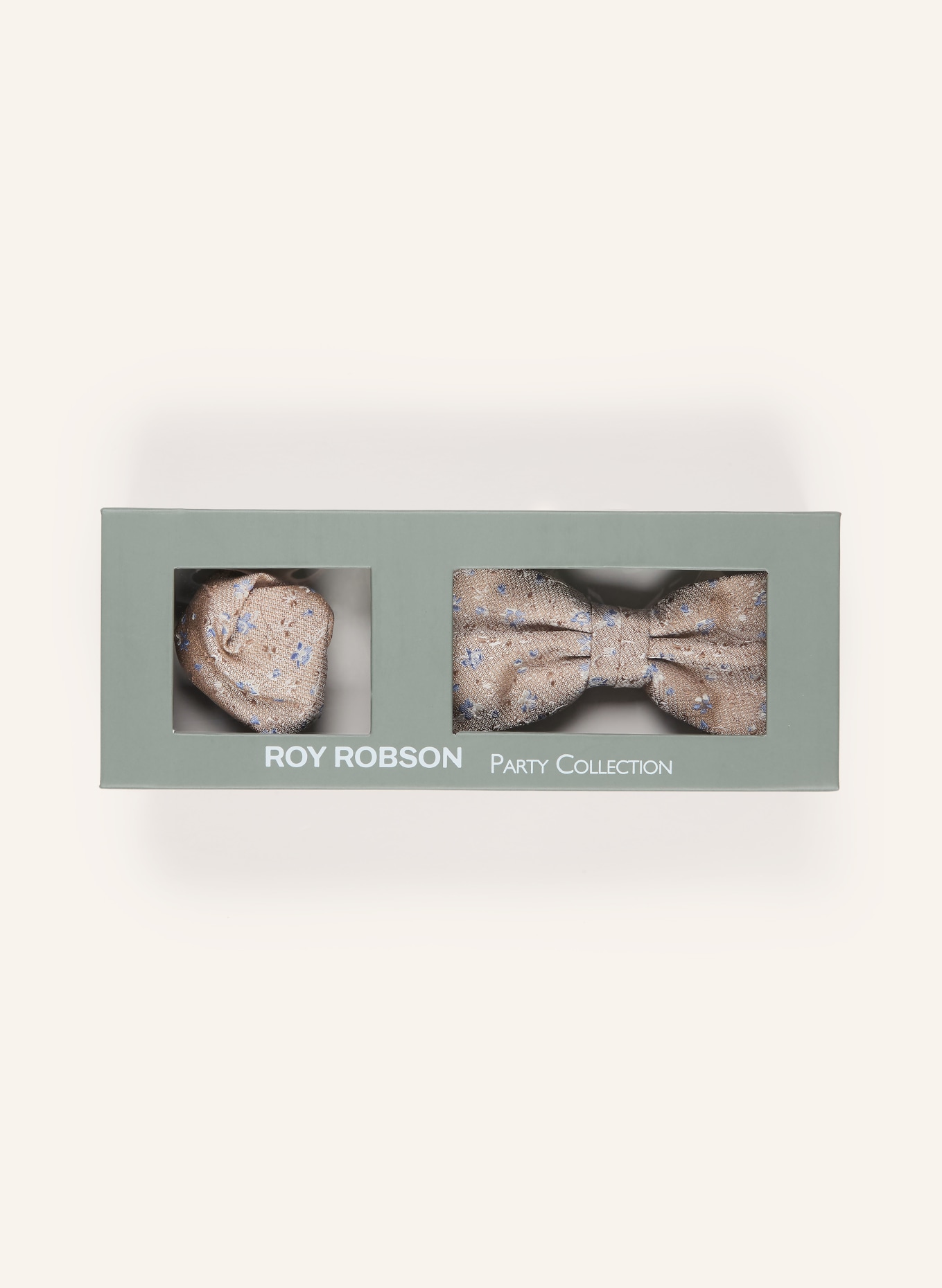 ROY ROBSON Set: Bow tie and pocket square: BEIGE / LIGHT BLUE