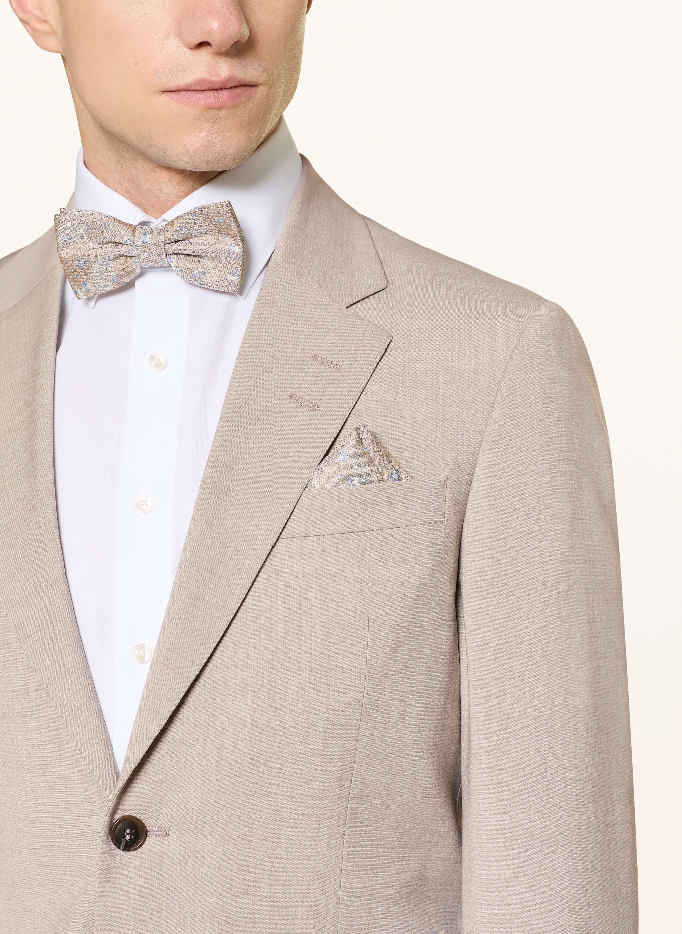 ROY ROBSON Set: Bow tie and pocket square: BEIGE / LIGHT BLUE