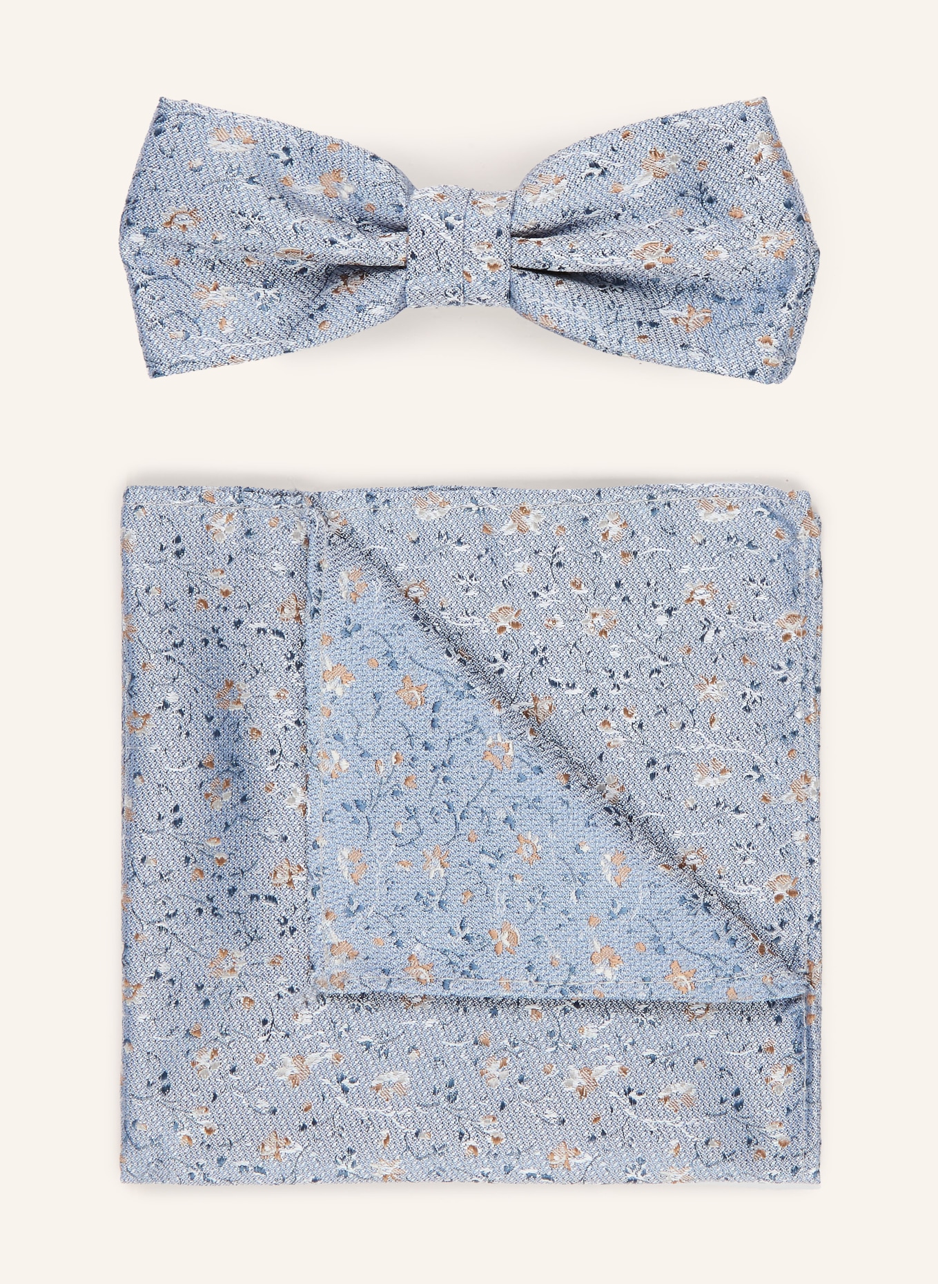 ROY ROBSON Set: Bow tie and pocket square: LIGHT BLUE / BEIGE
