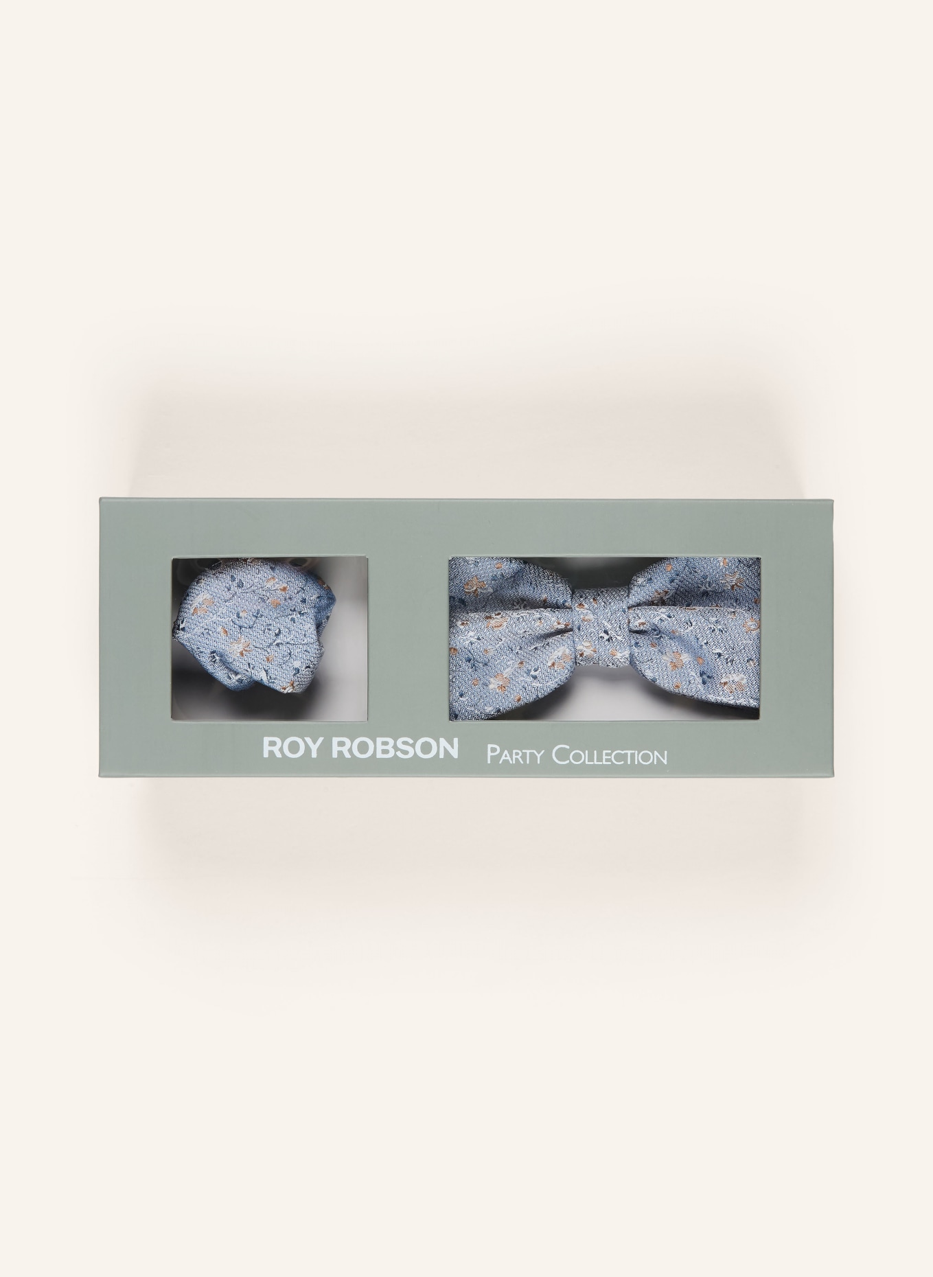 ROY ROBSON Set: Bow tie and pocket square: LIGHT BLUE / BEIGE
