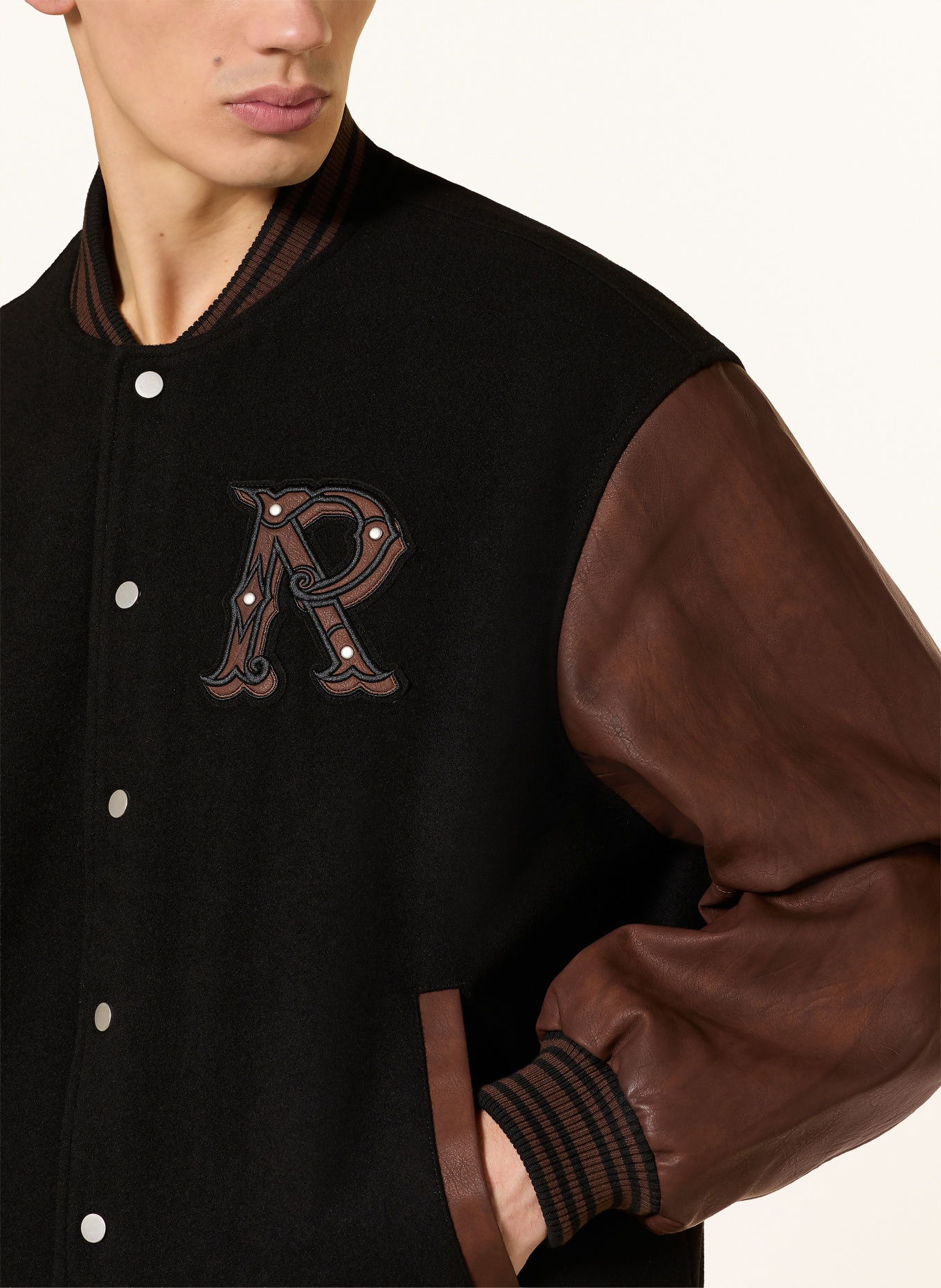 REPRESENT College-Jacke: SCHWARZ / DUNKELBRAUN